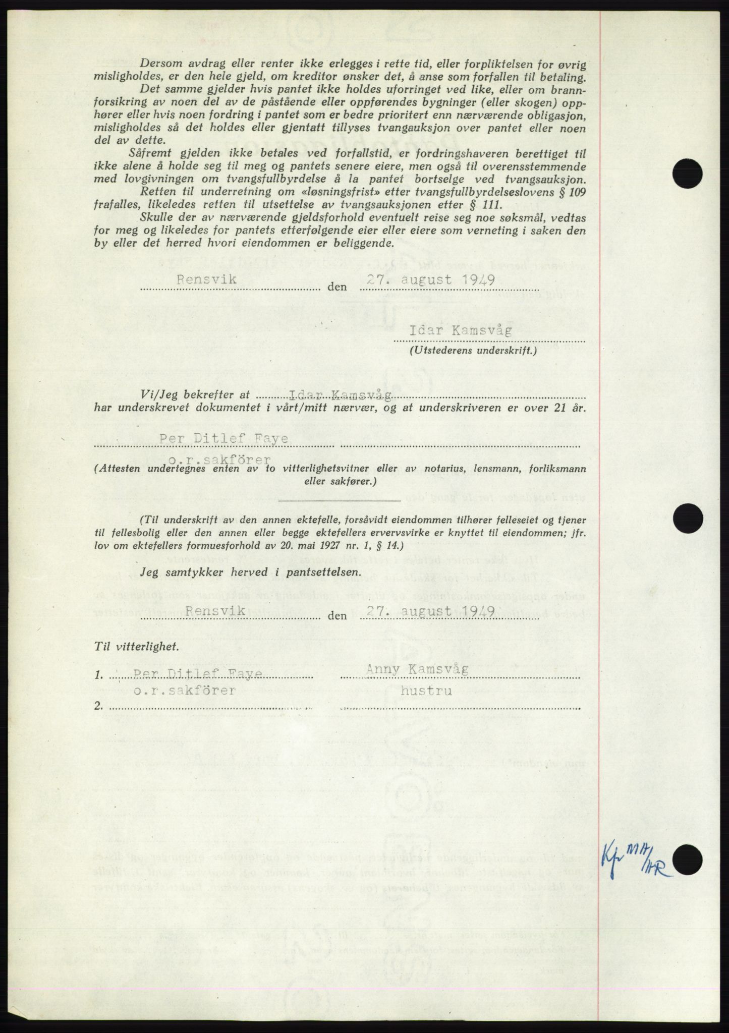 Nordmøre sorenskriveri, AV/SAT-A-4132/1/2/2Ca: Mortgage book no. B102, 1949-1949, Diary no: : 2715/1949