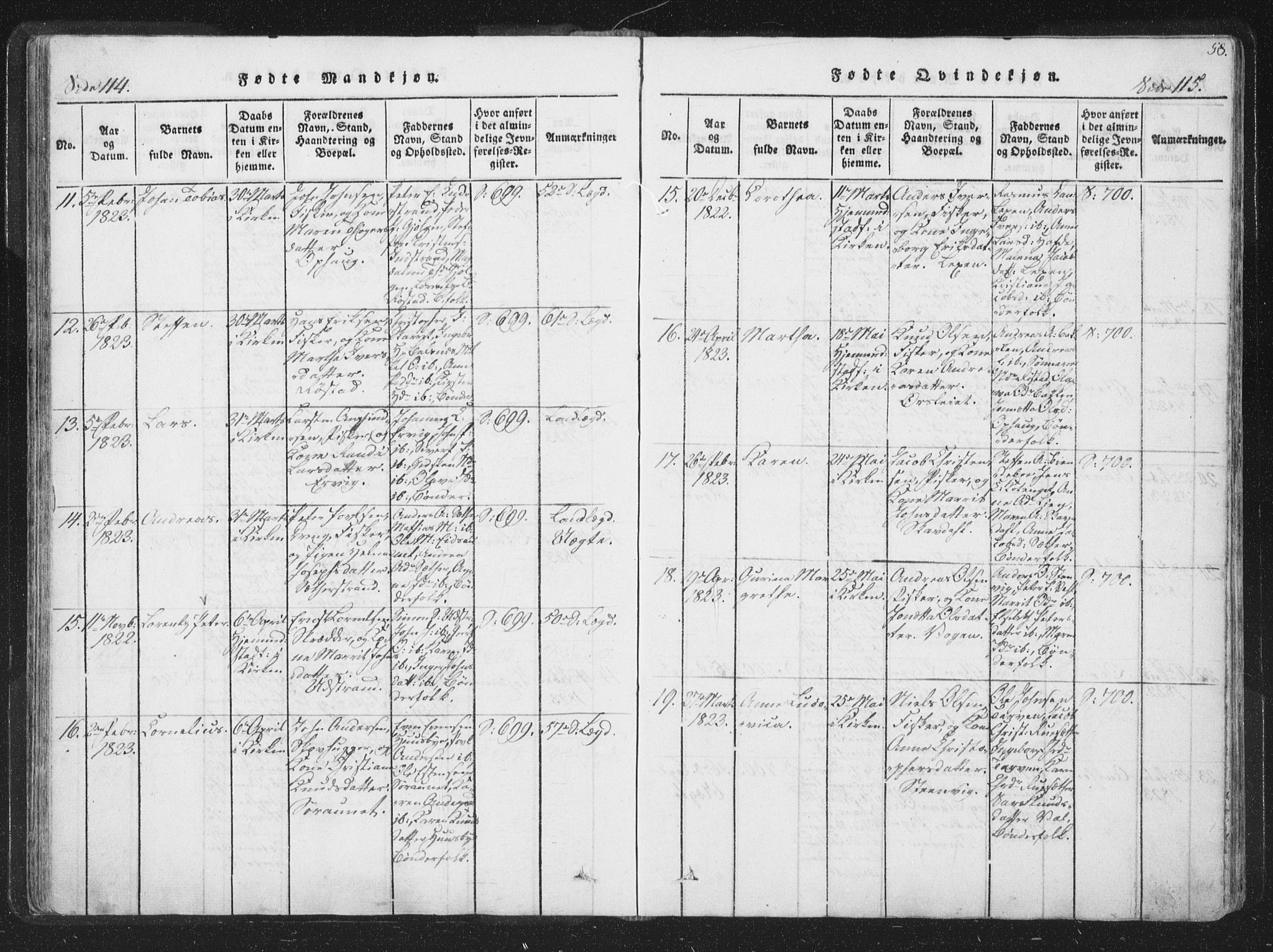 Ministerialprotokoller, klokkerbøker og fødselsregistre - Sør-Trøndelag, SAT/A-1456/659/L0734: Parish register (official) no. 659A04, 1818-1825, p. 114-115
