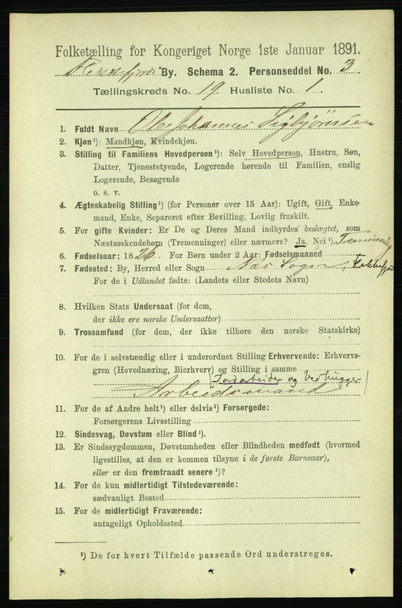 RA, 1891 census for 1004 Flekkefjord, 1891, p. 2321