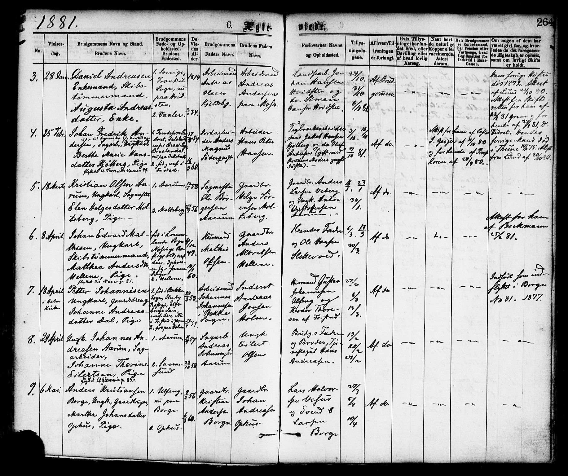 Borge prestekontor Kirkebøker, AV/SAO-A-10903/F/Fa/L0007: Parish register (official) no. I 7, 1875-1886, p. 264