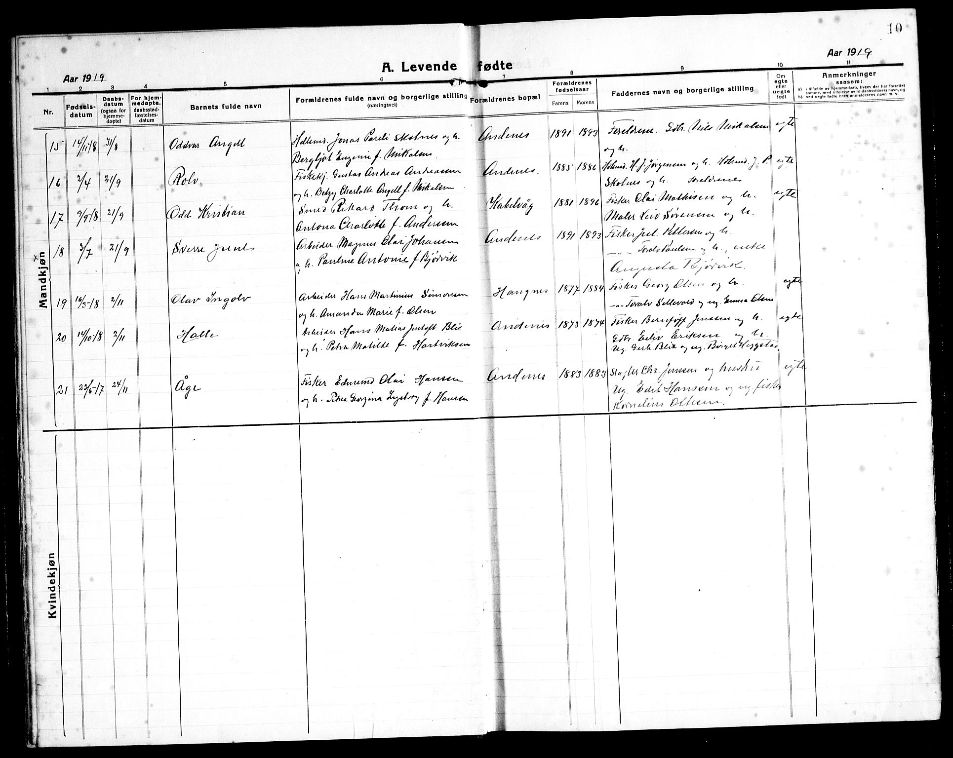 Ministerialprotokoller, klokkerbøker og fødselsregistre - Nordland, SAT/A-1459/899/L1450: Parish register (copy) no. 899C05, 1918-1945, p. 10