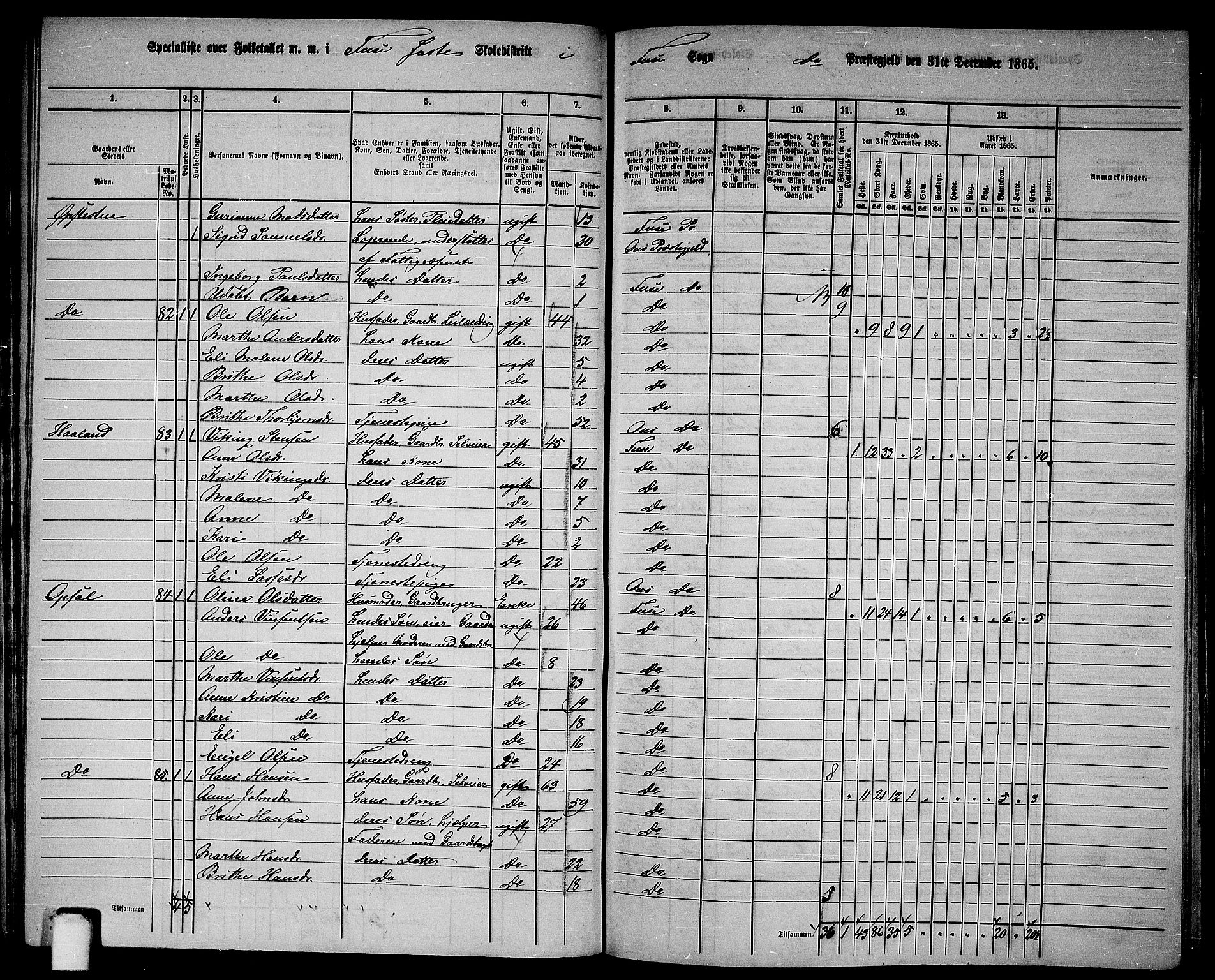 RA, 1865 census for Fusa, 1865, p. 41