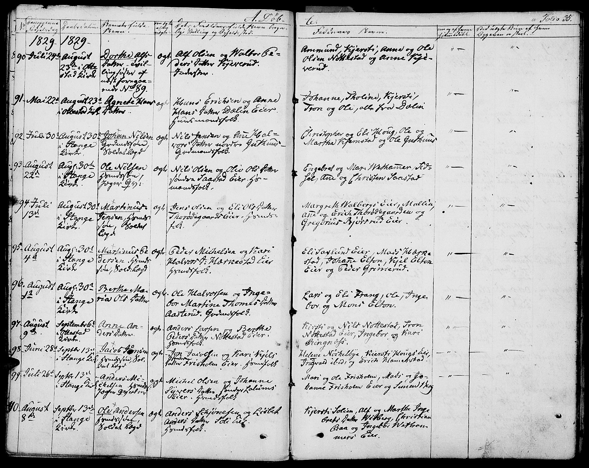 Stange prestekontor, AV/SAH-PREST-002/K/L0009: Parish register (official) no. 9, 1826-1835, p. 35