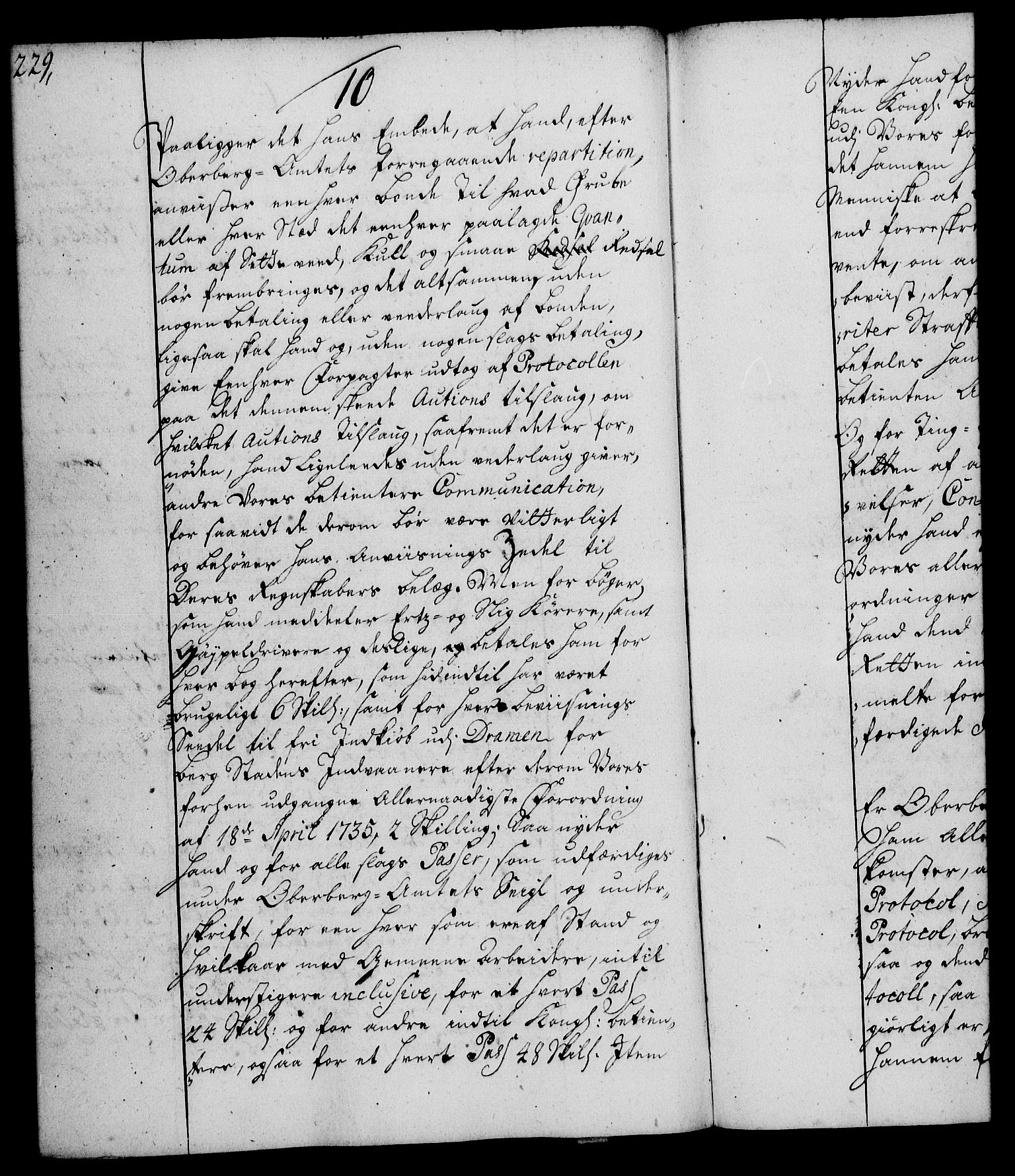 Rentekammeret, Kammerkanselliet, RA/EA-3111/G/Gg/Ggi/L0002: Norsk instruksjonsprotokoll med register (merket RK 53.35), 1729-1751, p. 229