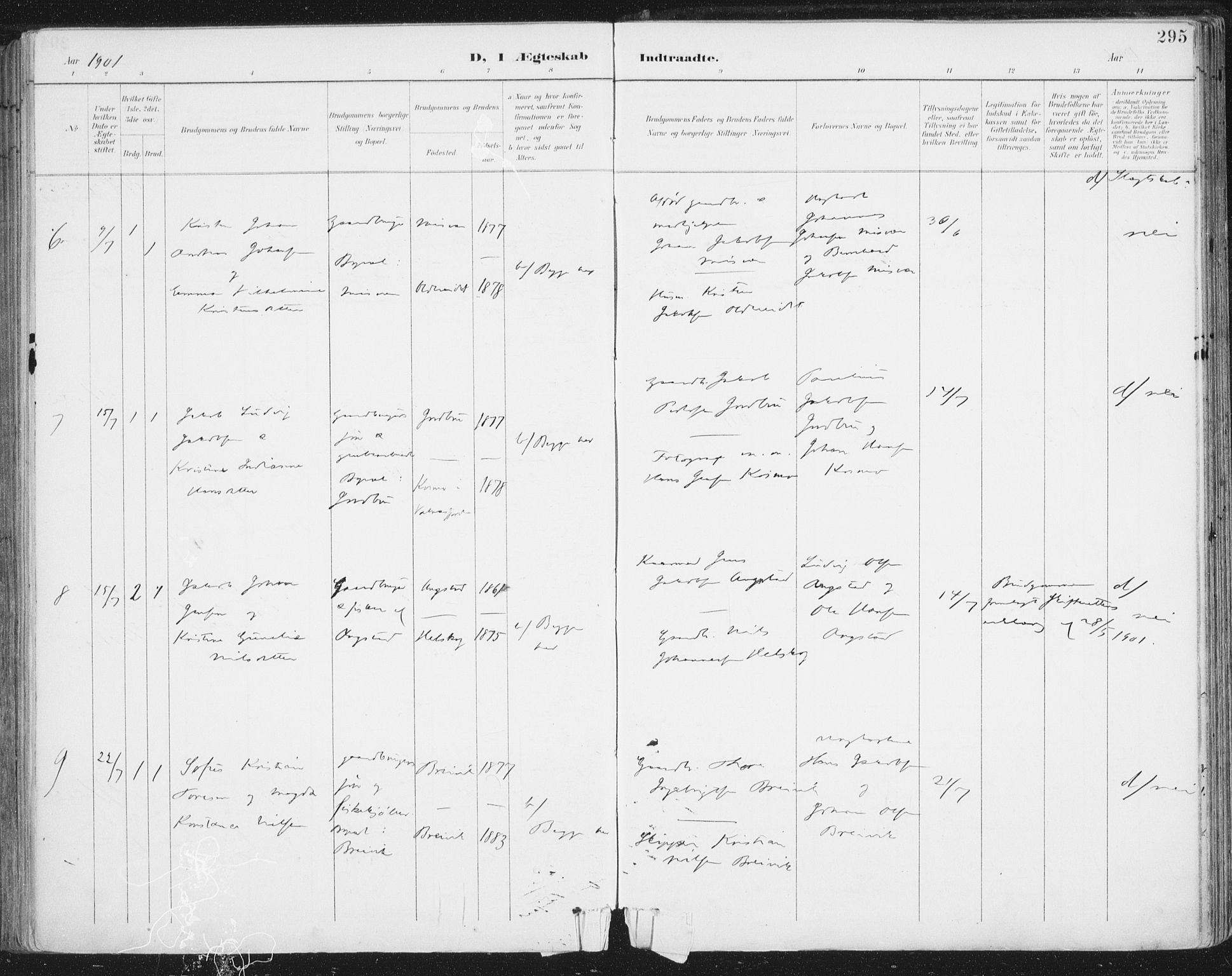 Ministerialprotokoller, klokkerbøker og fødselsregistre - Nordland, AV/SAT-A-1459/852/L0741: Parish register (official) no. 852A11, 1894-1917, p. 295