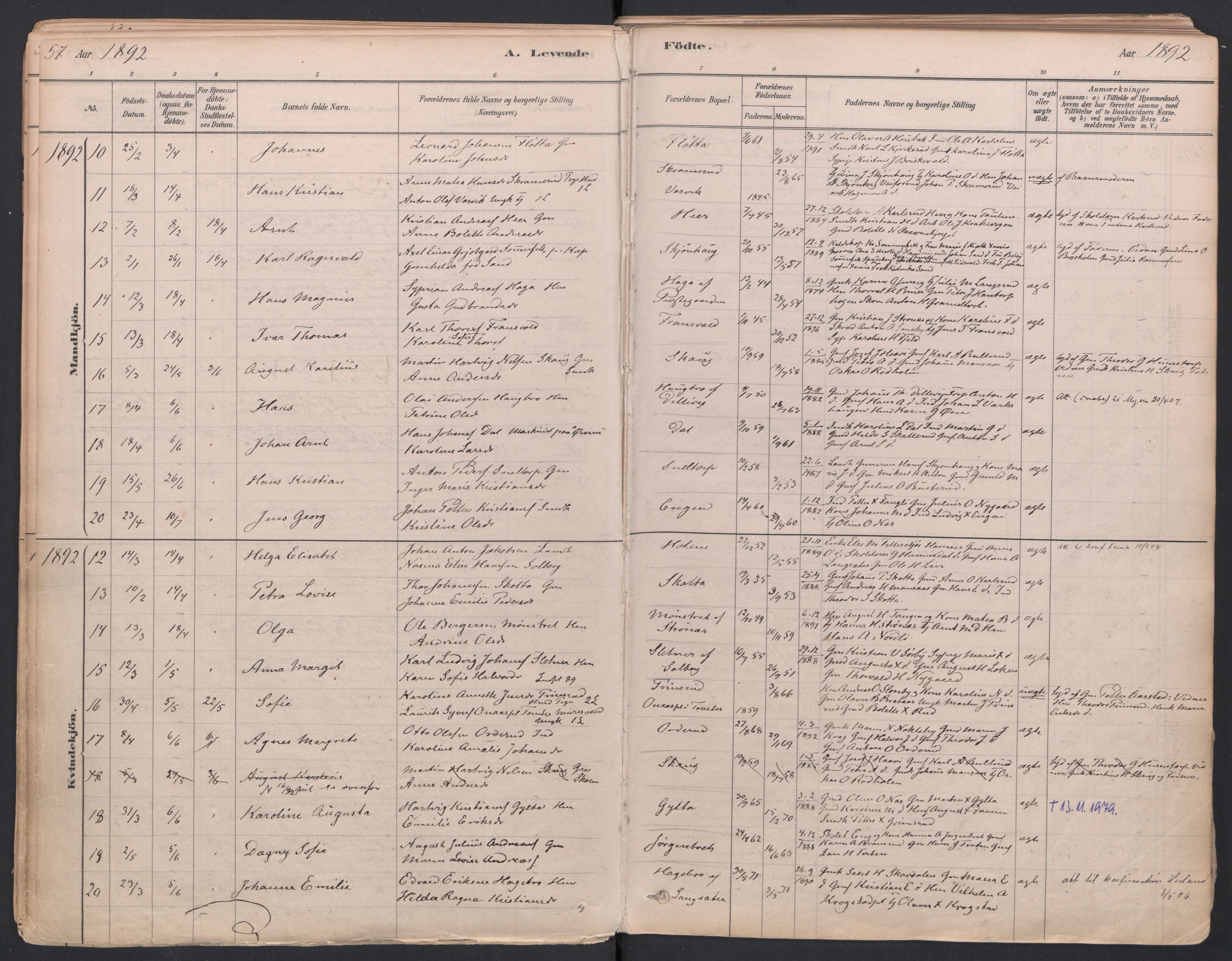 Trøgstad prestekontor Kirkebøker, SAO/A-10925/F/Fa/L0010: Parish register (official) no. I 10, 1878-1898, p. 57
