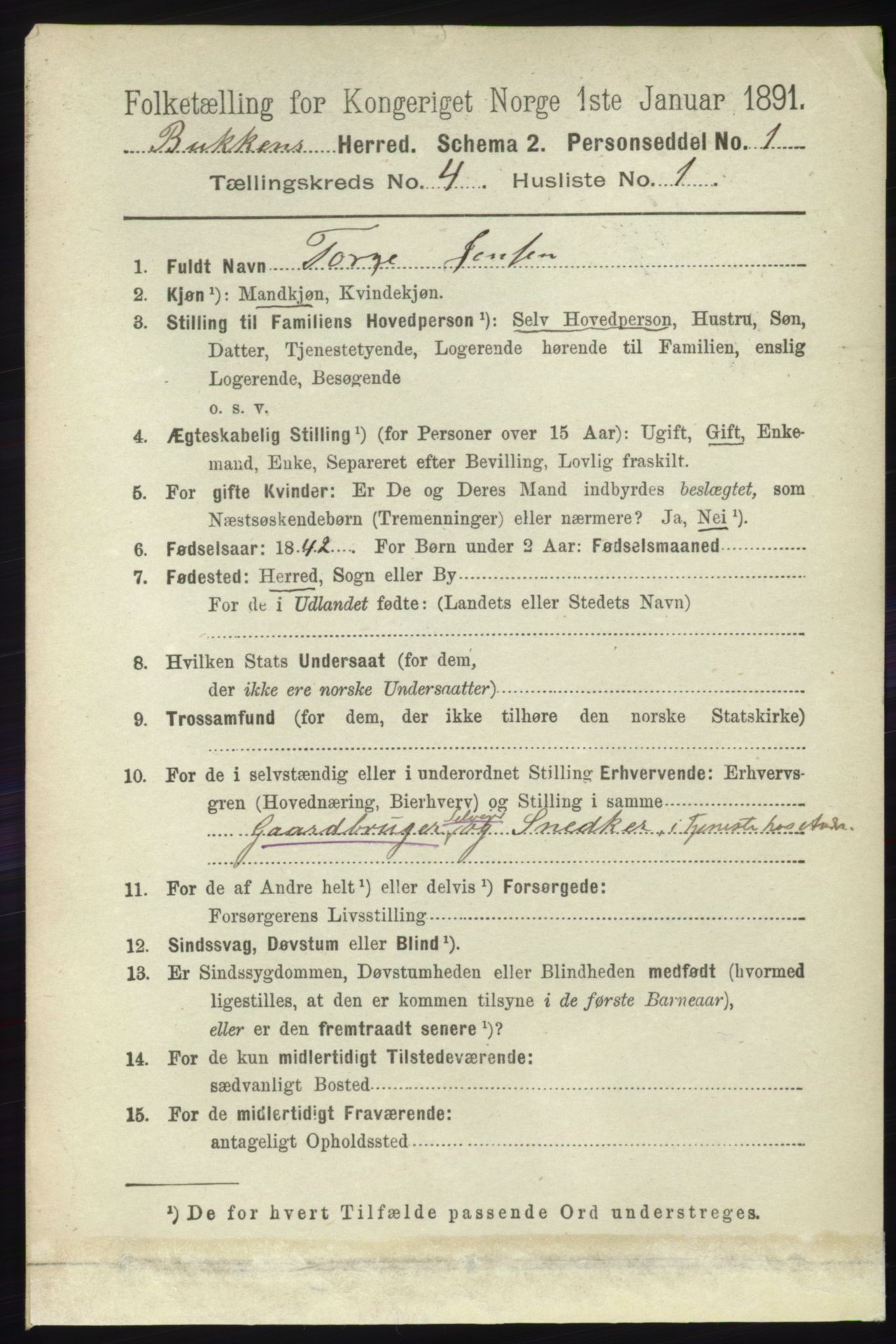 RA, 1891 census for 1145 Bokn, 1891, p. 866