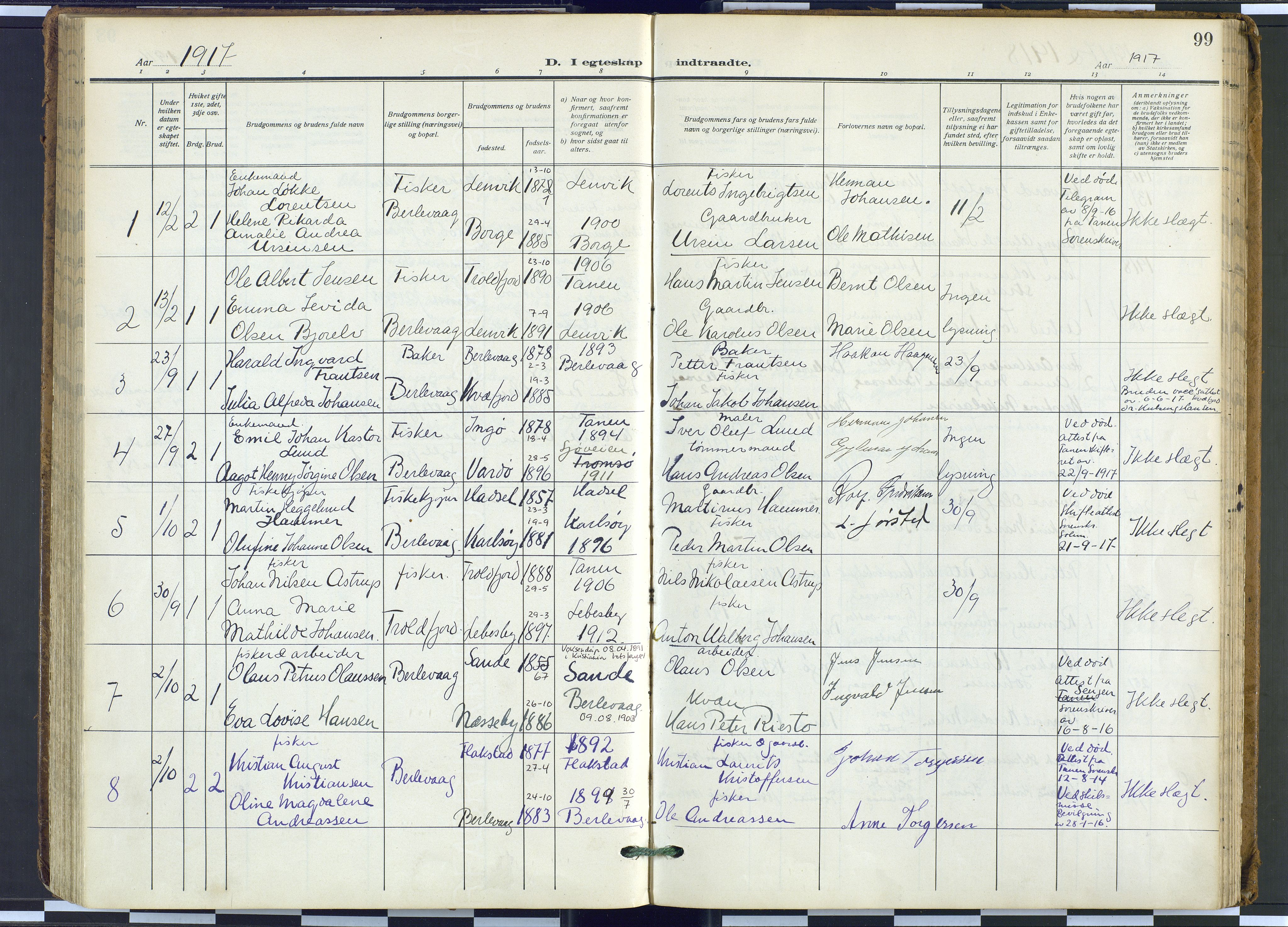 Tana sokneprestkontor, SATØ/S-1334/H/Ha: Parish register (official) no. 9, 1914-1930, p. 99