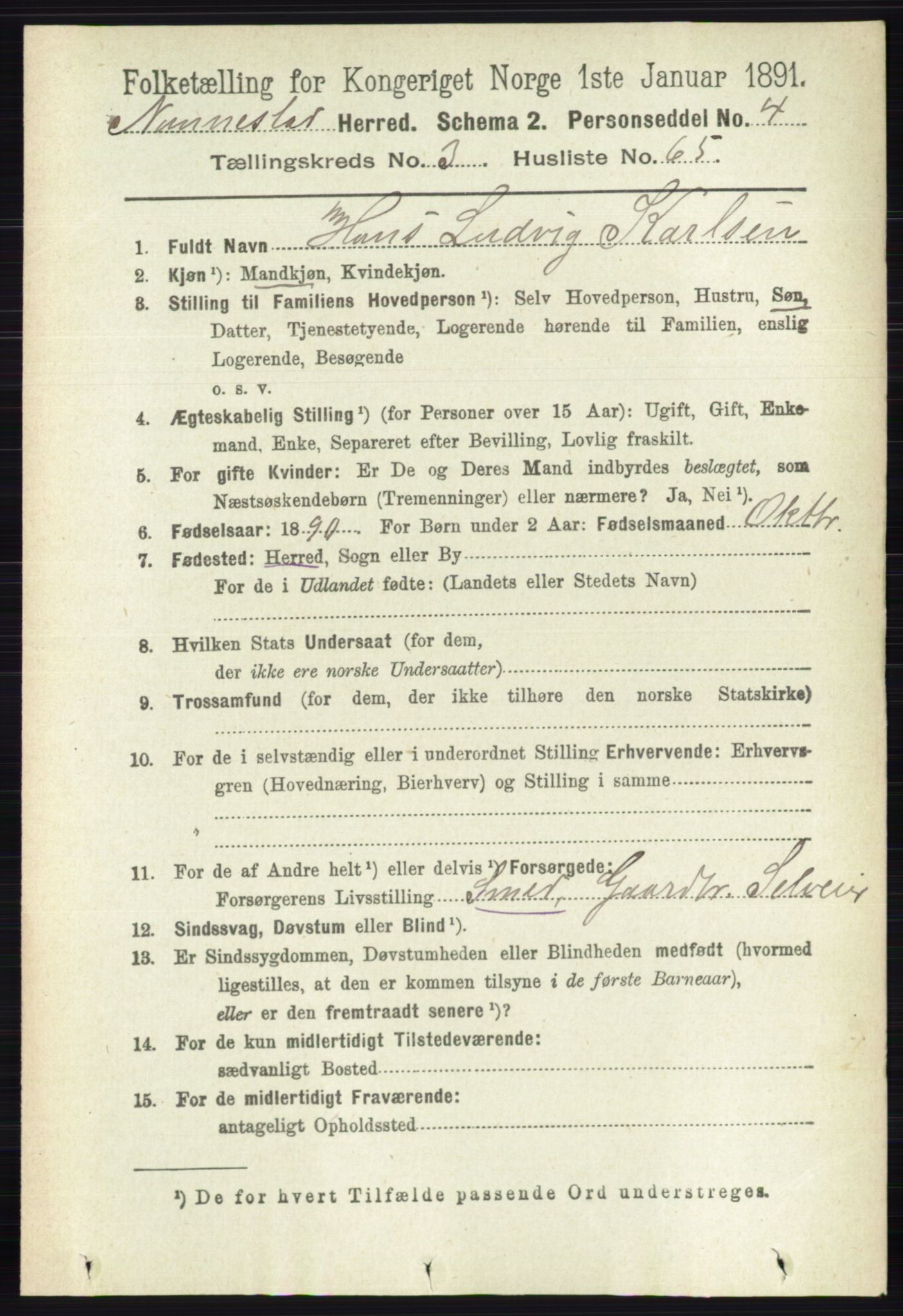 RA, 1891 census for 0238 Nannestad, 1891, p. 1839