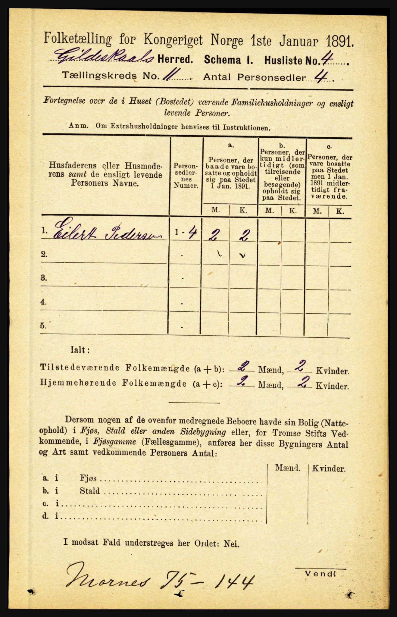 RA, 1891 census for 1838 Gildeskål, 1891, p. 3130