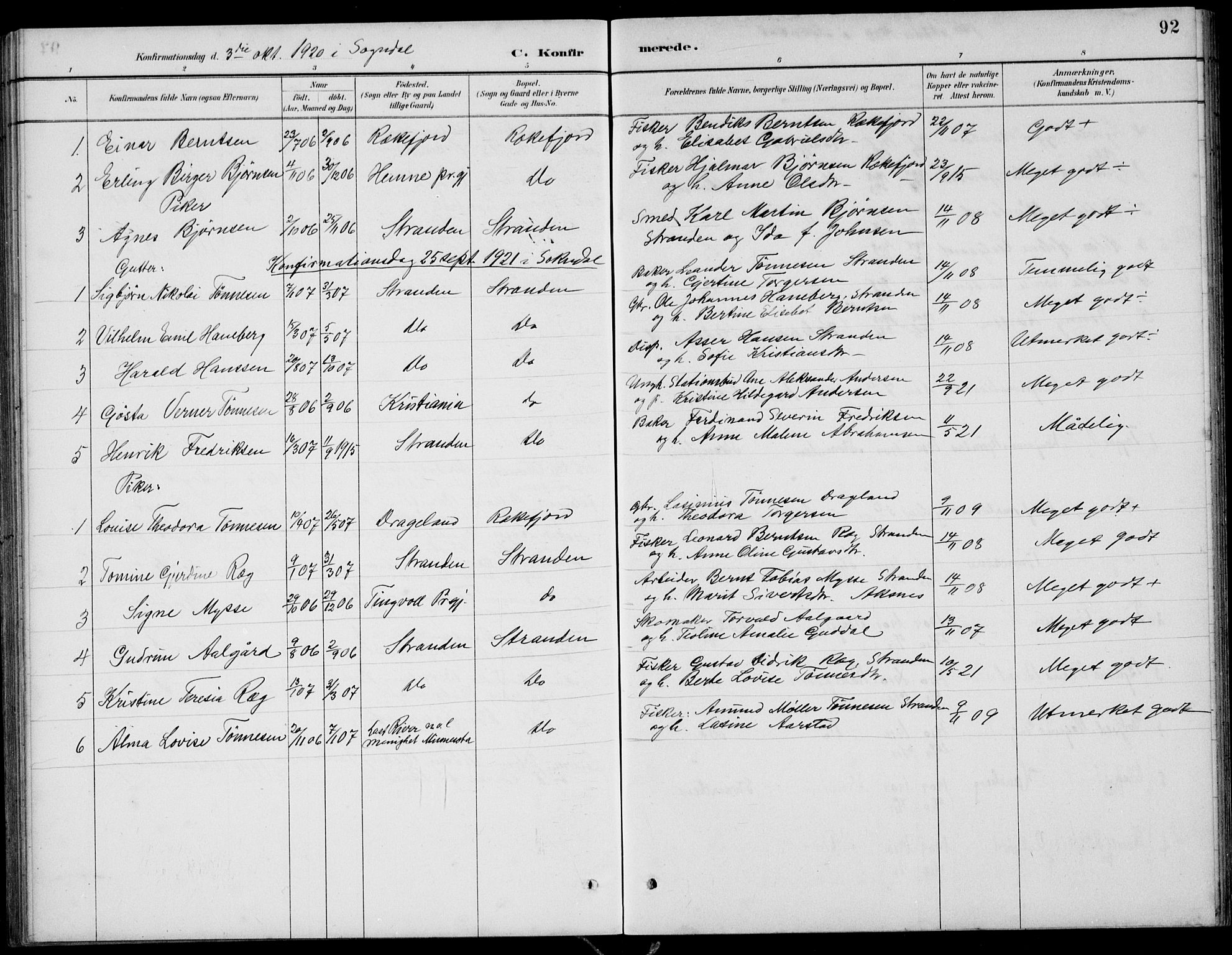 Sokndal sokneprestkontor, SAST/A-101808: Parish register (copy) no. B 5, 1887-1934, p. 92