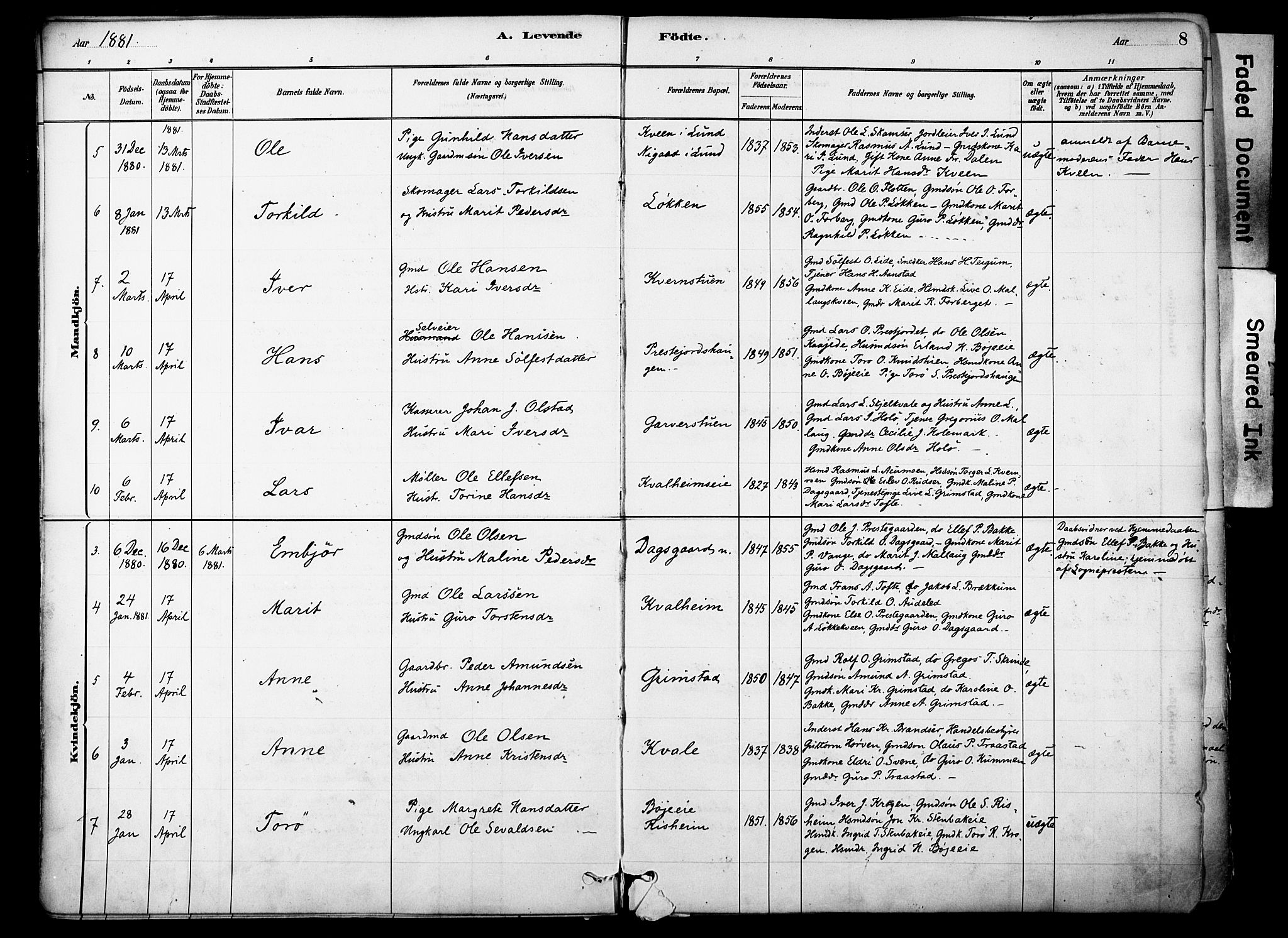 Skjåk prestekontor, SAH/PREST-072/H/Ha/Haa/L0003: Parish register (official) no. 3, 1880-1907, p. 8