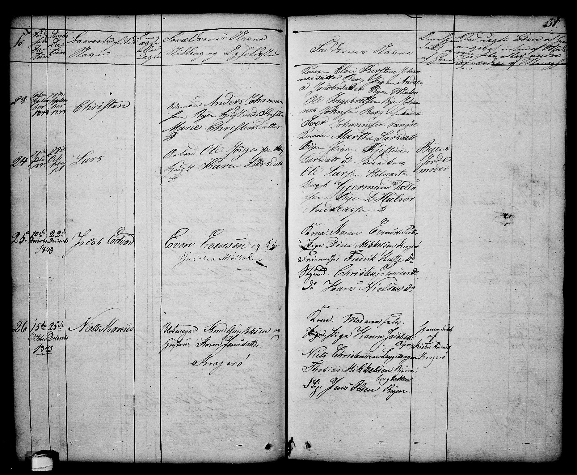 Kragerø kirkebøker, AV/SAKO-A-278/G/Ga/L0003: Parish register (copy) no. 3, 1832-1852, p. 51