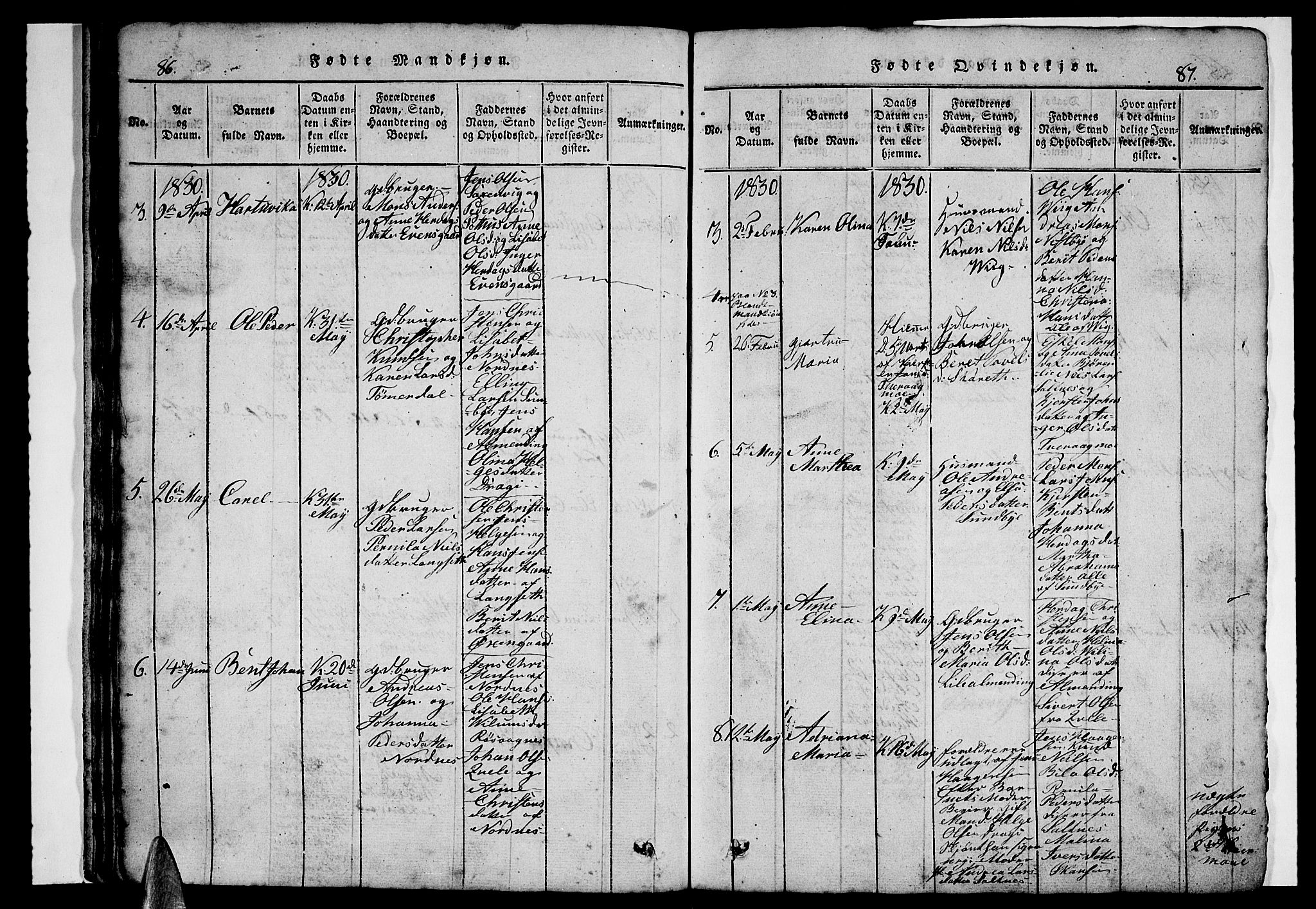 Ministerialprotokoller, klokkerbøker og fødselsregistre - Nordland, SAT/A-1459/847/L0676: Parish register (copy) no. 847C04, 1821-1853, p. 86-87