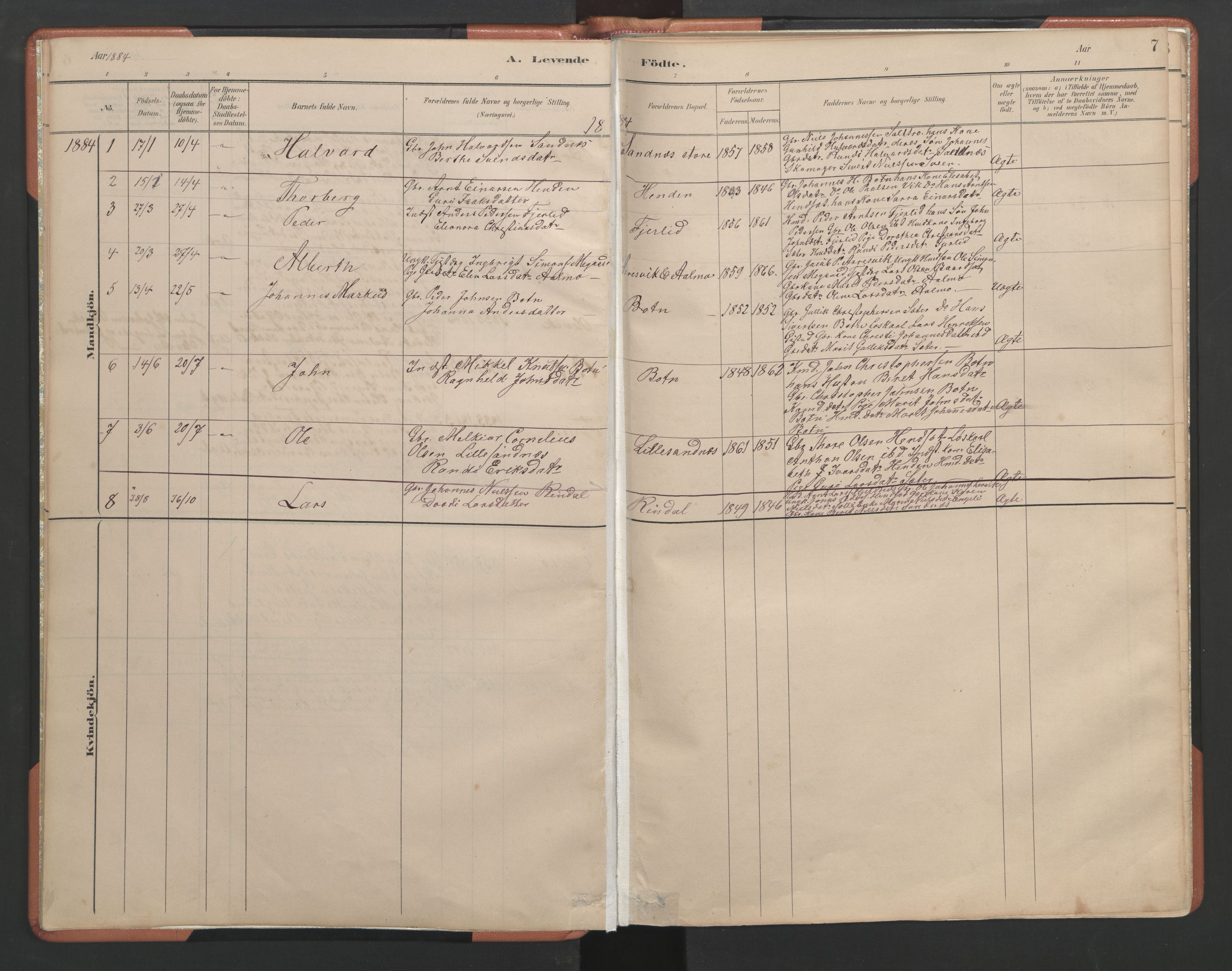 Ministerialprotokoller, klokkerbøker og fødselsregistre - Møre og Romsdal, AV/SAT-A-1454/580/L0926: Parish register (copy) no. 580C01, 1882-1903, p. 7