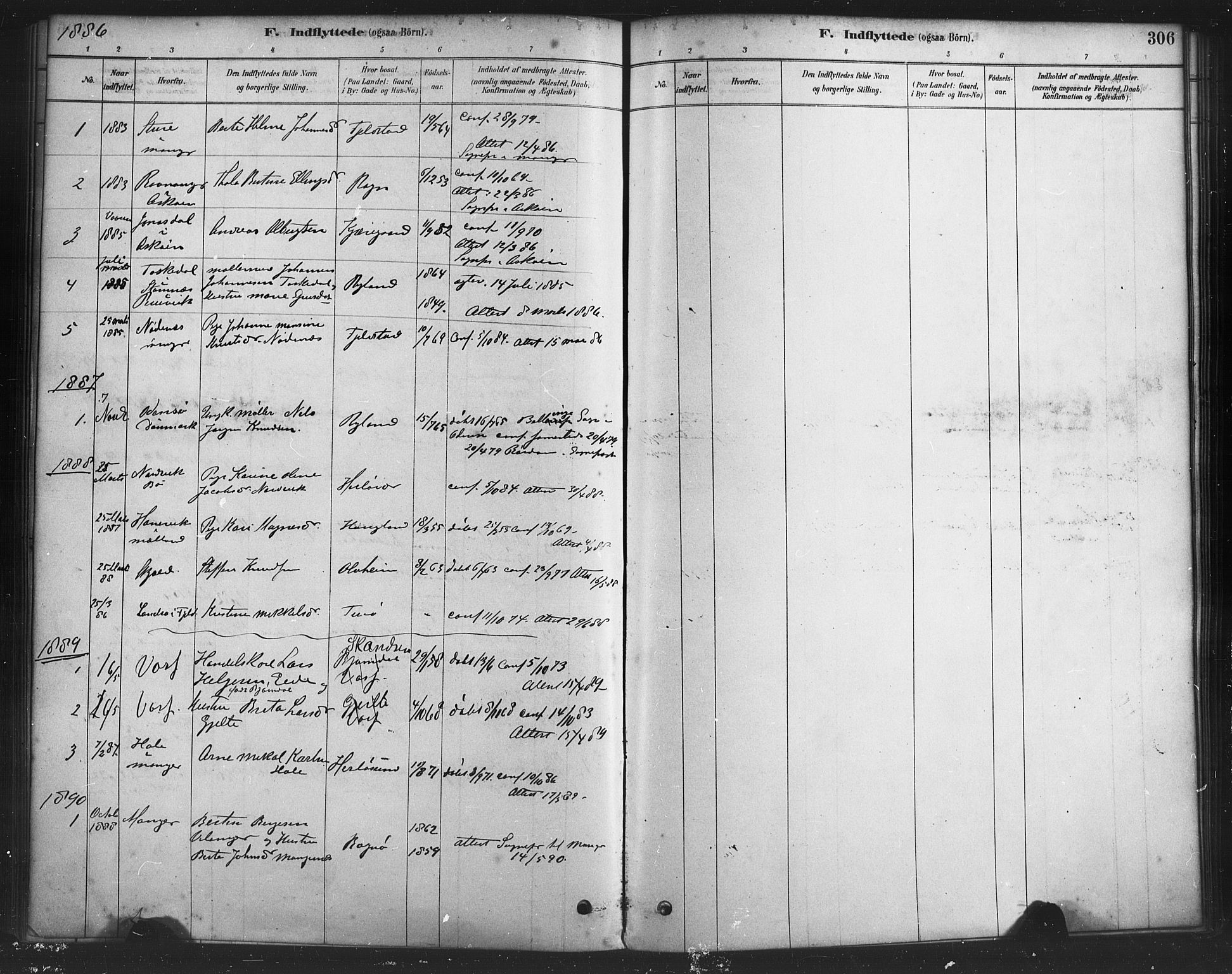 Herdla Sokneprestembete, SAB/A-75701/H/Haa: Parish register (official) no. A 3, 1878-1890, p. 306