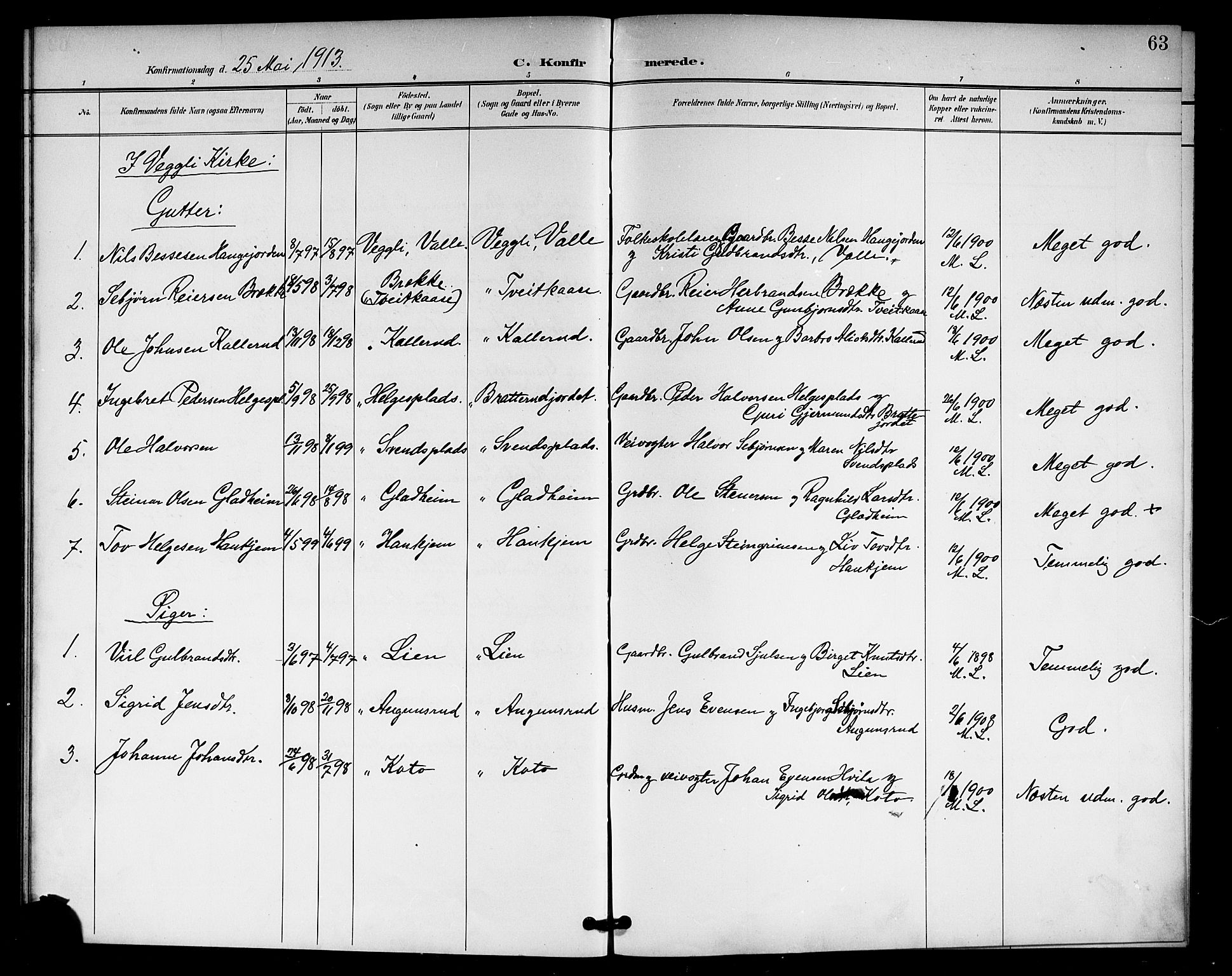 Rollag kirkebøker, AV/SAKO-A-240/G/Gb/L0003: Parish register (copy) no. II 3, 1897-1919, p. 63