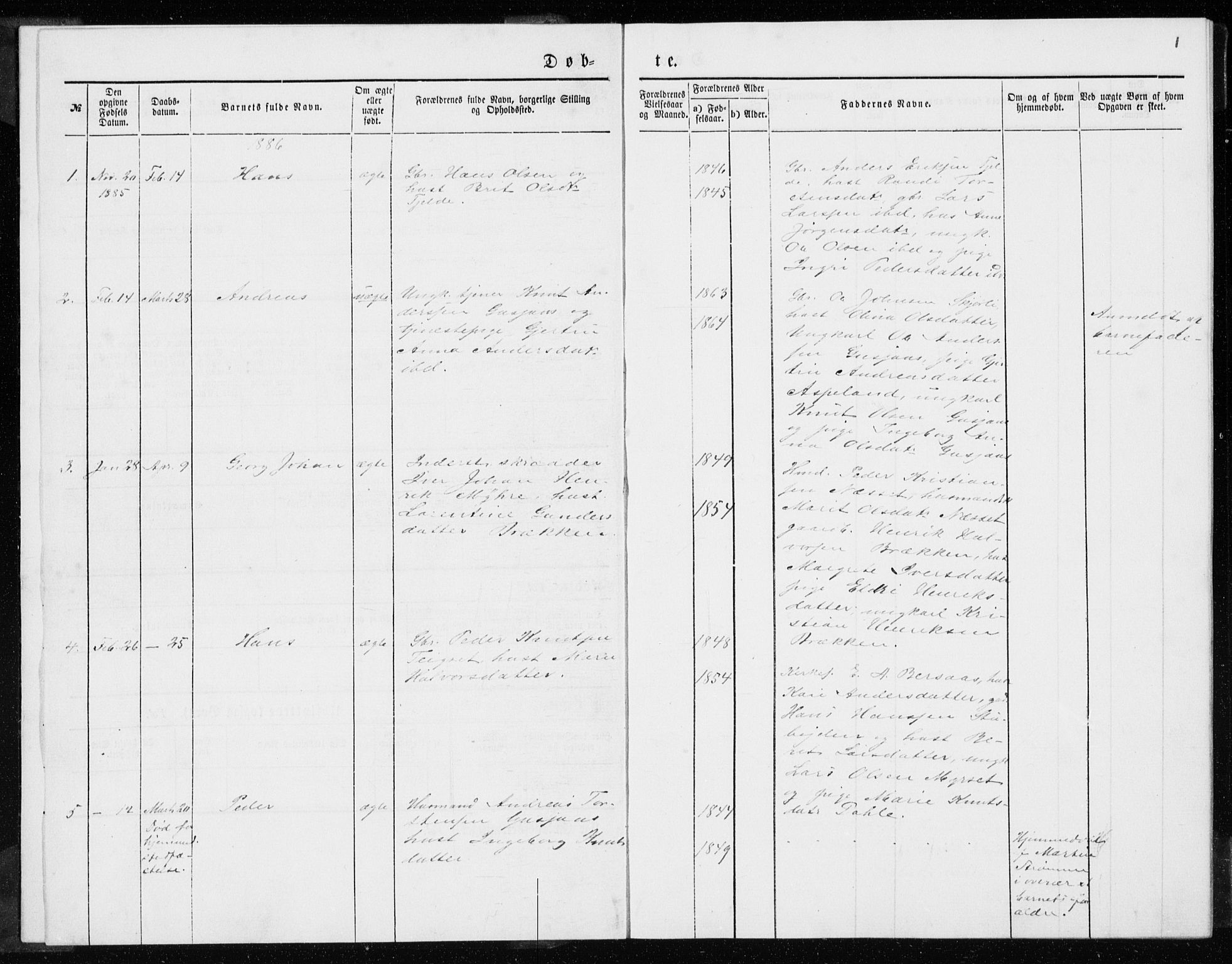 Ministerialprotokoller, klokkerbøker og fødselsregistre - Møre og Romsdal, SAT/A-1454/551/L0631: Parish register (copy) no. 551C03, 1886-1894, p. 1