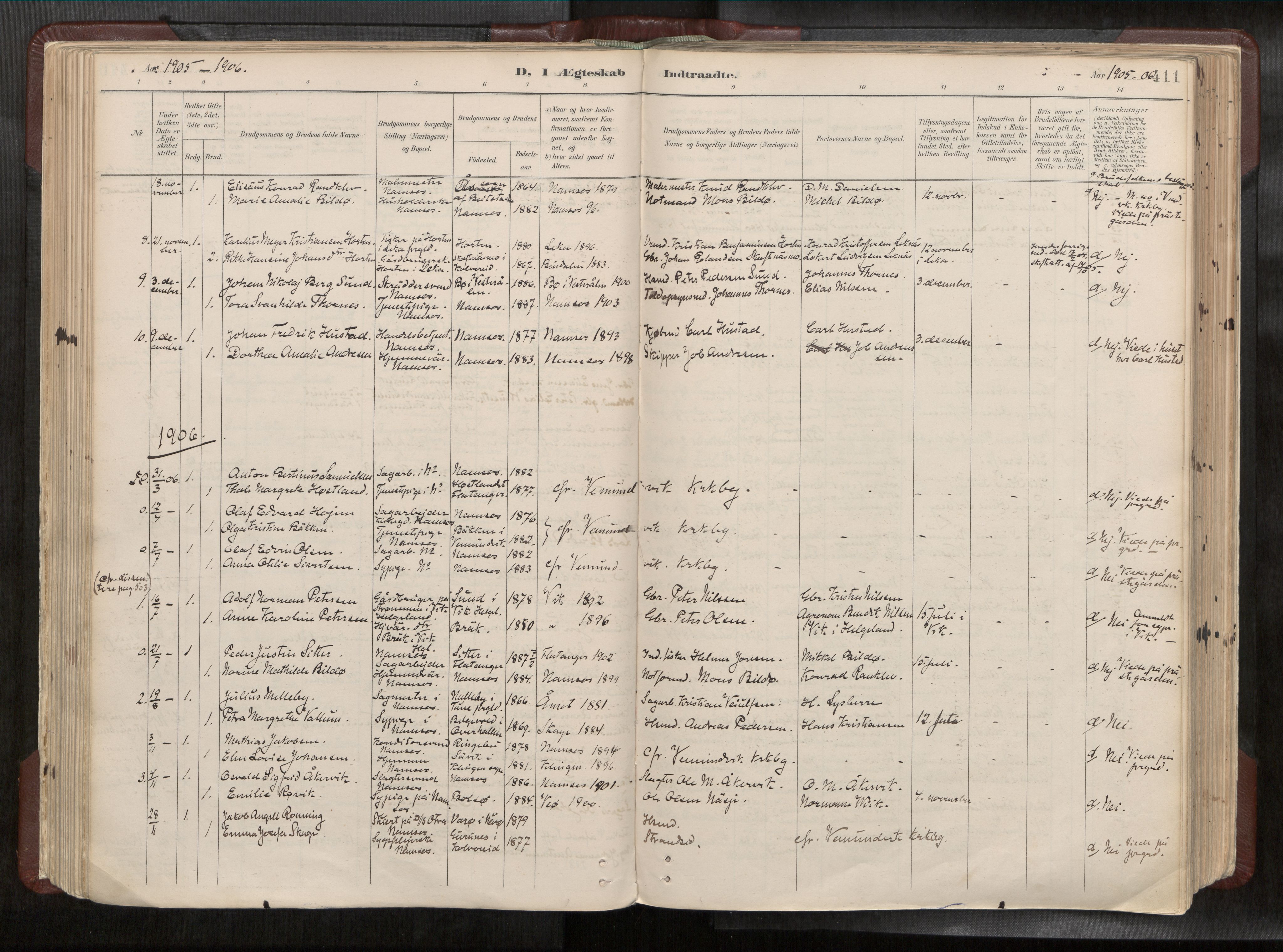 Ministerialprotokoller, klokkerbøker og fødselsregistre - Nord-Trøndelag, SAT/A-1458/768/L0579a: Parish register (official) no. 768A14, 1887-1931, p. 411