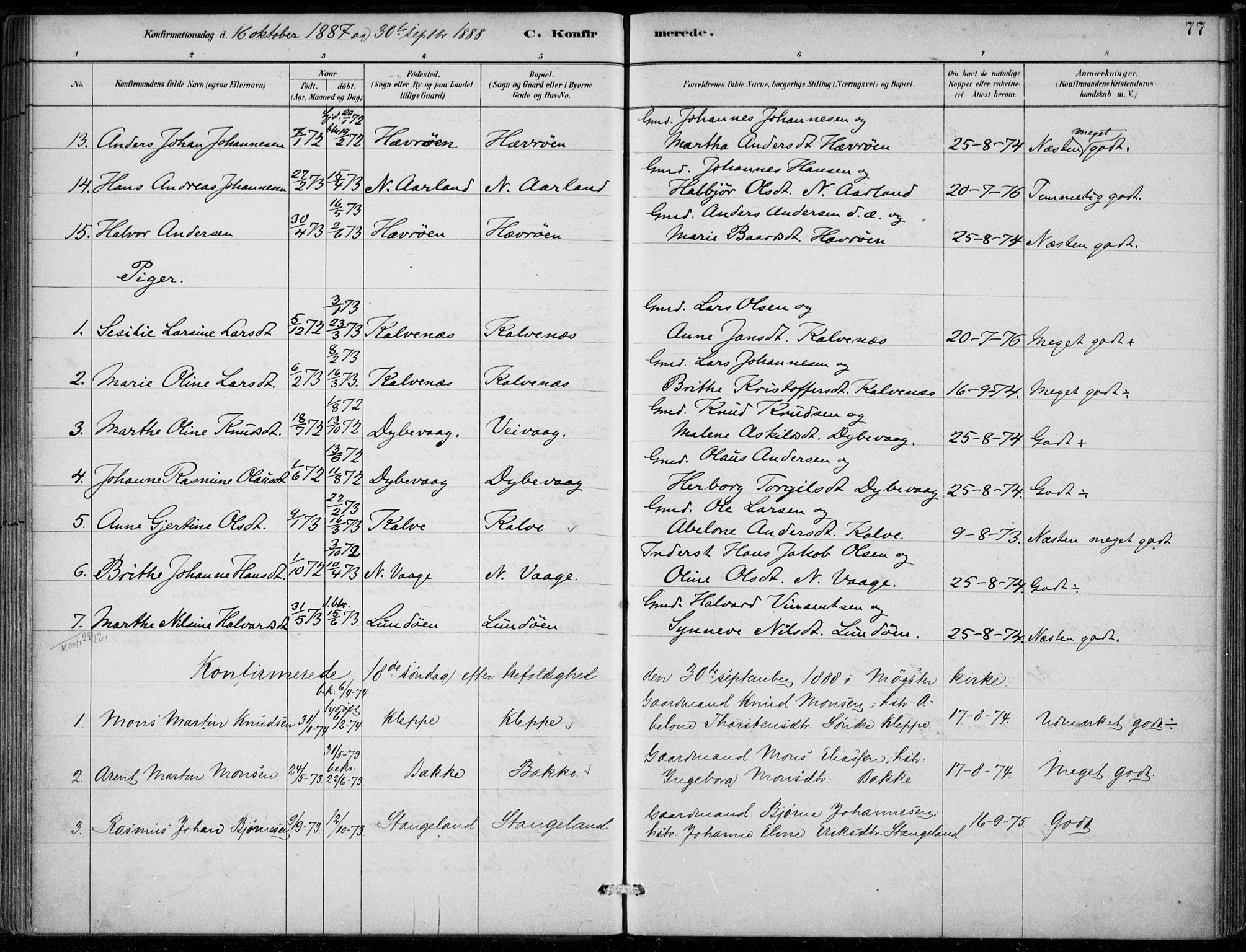 Sund sokneprestembete, AV/SAB-A-99930: Parish register (official) no. D 1, 1882-1899, p. 77