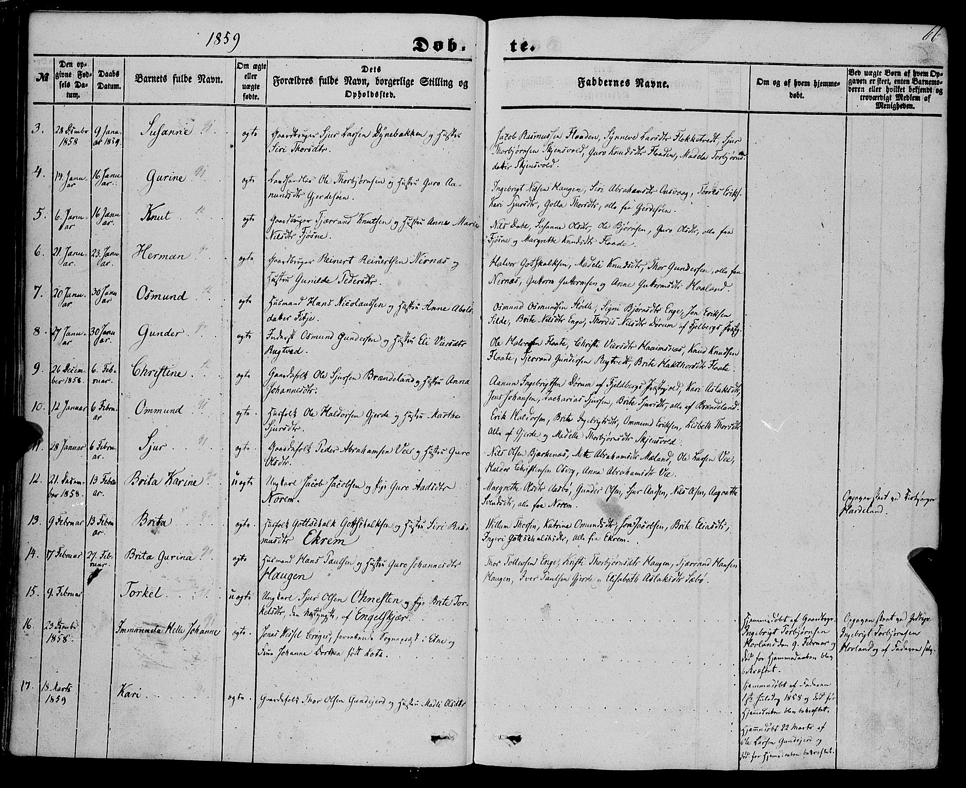 Etne sokneprestembete, AV/SAB-A-75001/H/Haa: Parish register (official) no. A 8, 1848-1862, p. 66