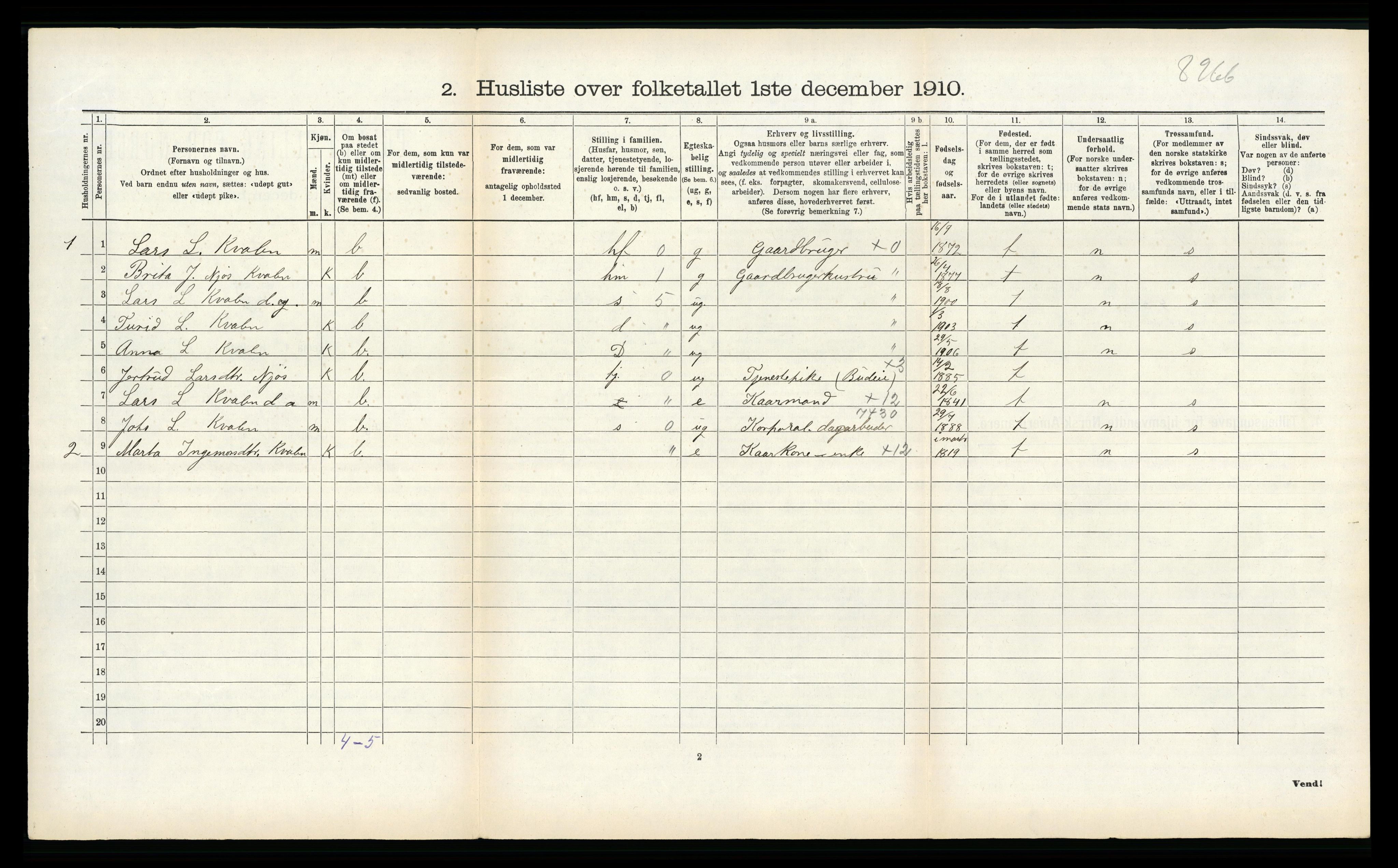 RA, 1910 census for Leikanger, 1910, p. 413