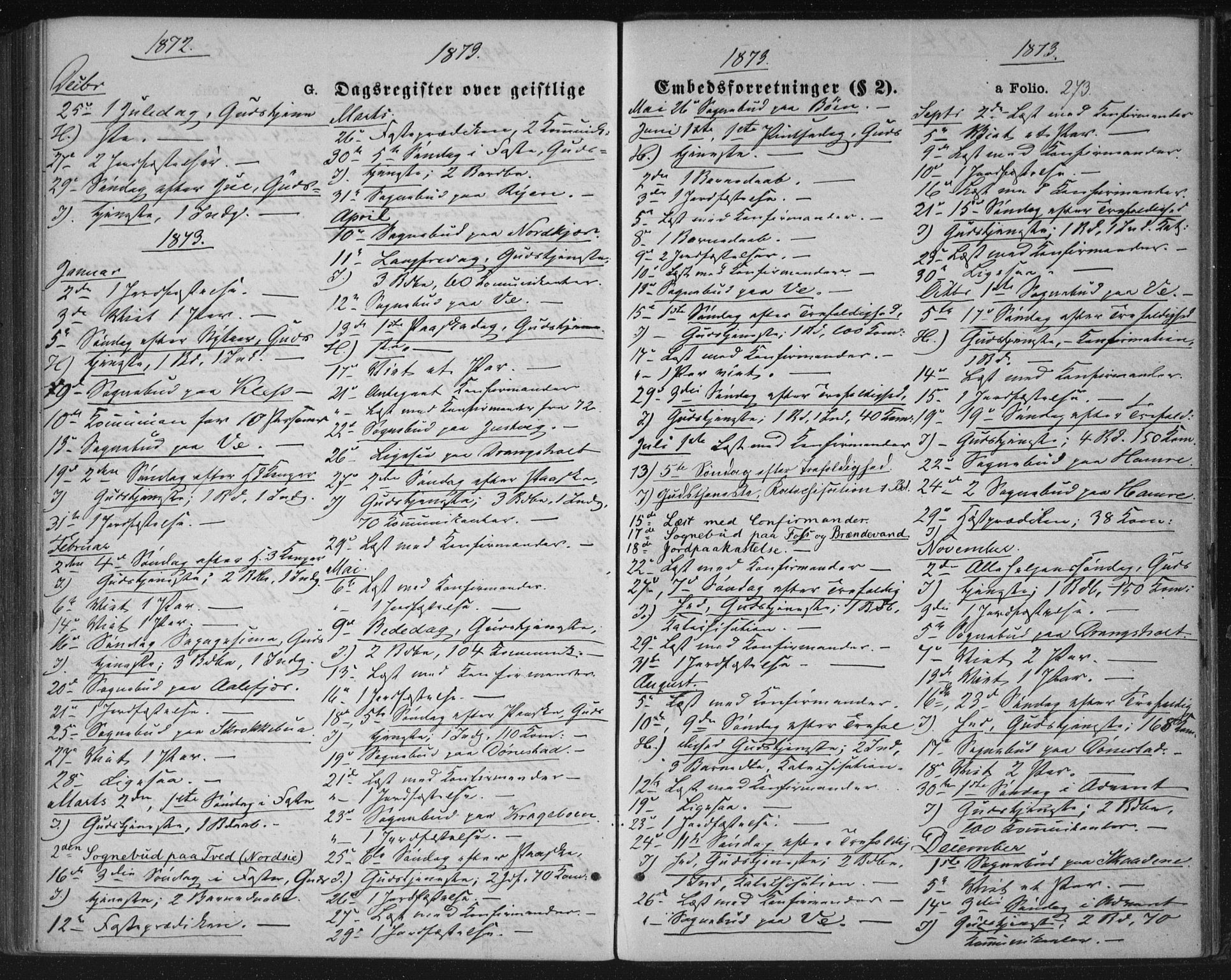 Tveit sokneprestkontor, SAK/1111-0043/F/Fa/L0006: Parish register (official) no. A 6, 1872-1886, p. 273