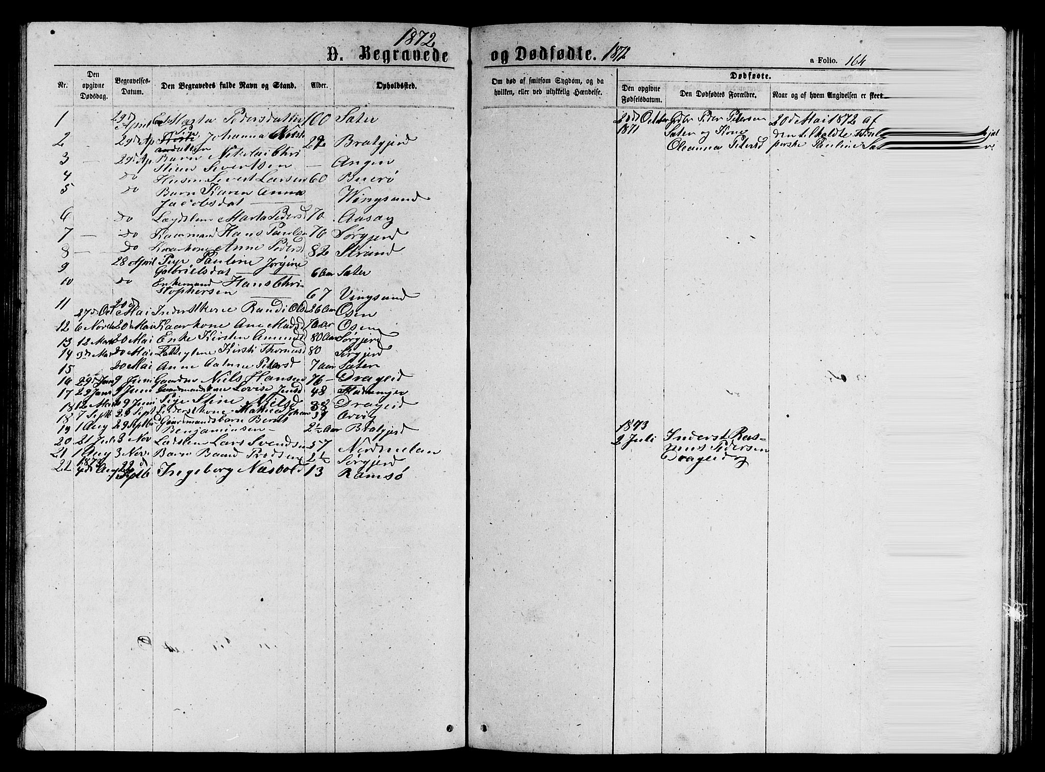 Ministerialprotokoller, klokkerbøker og fødselsregistre - Sør-Trøndelag, AV/SAT-A-1456/658/L0725: Parish register (copy) no. 658C01, 1867-1882, p. 164