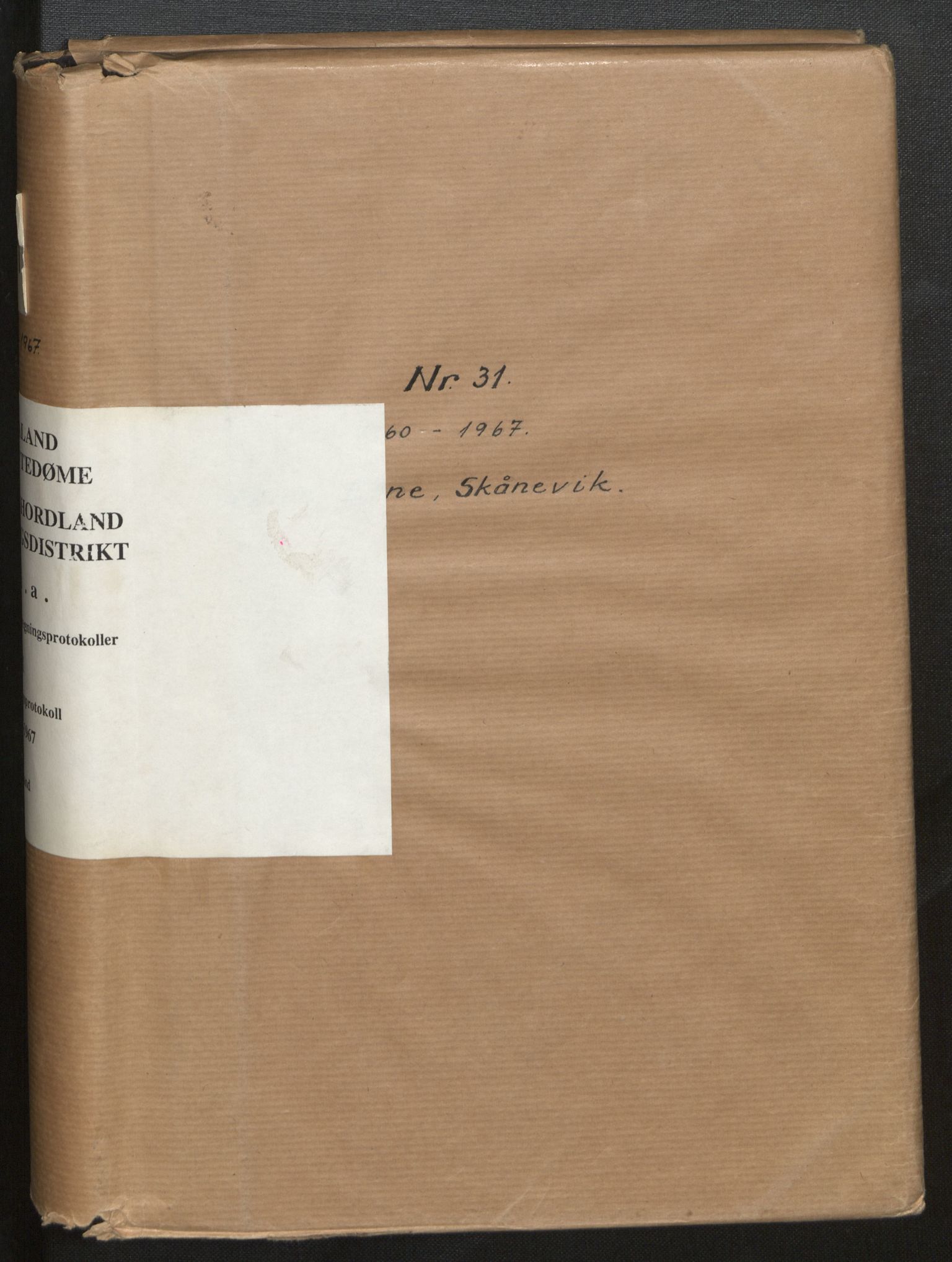 Hordaland jordskiftedøme - VII Indre Sunnhordland jordskiftedistrikt, AV/SAB-A-7401/A/Aa/L0031: Forhandlingsprotokoll, 1960-1967