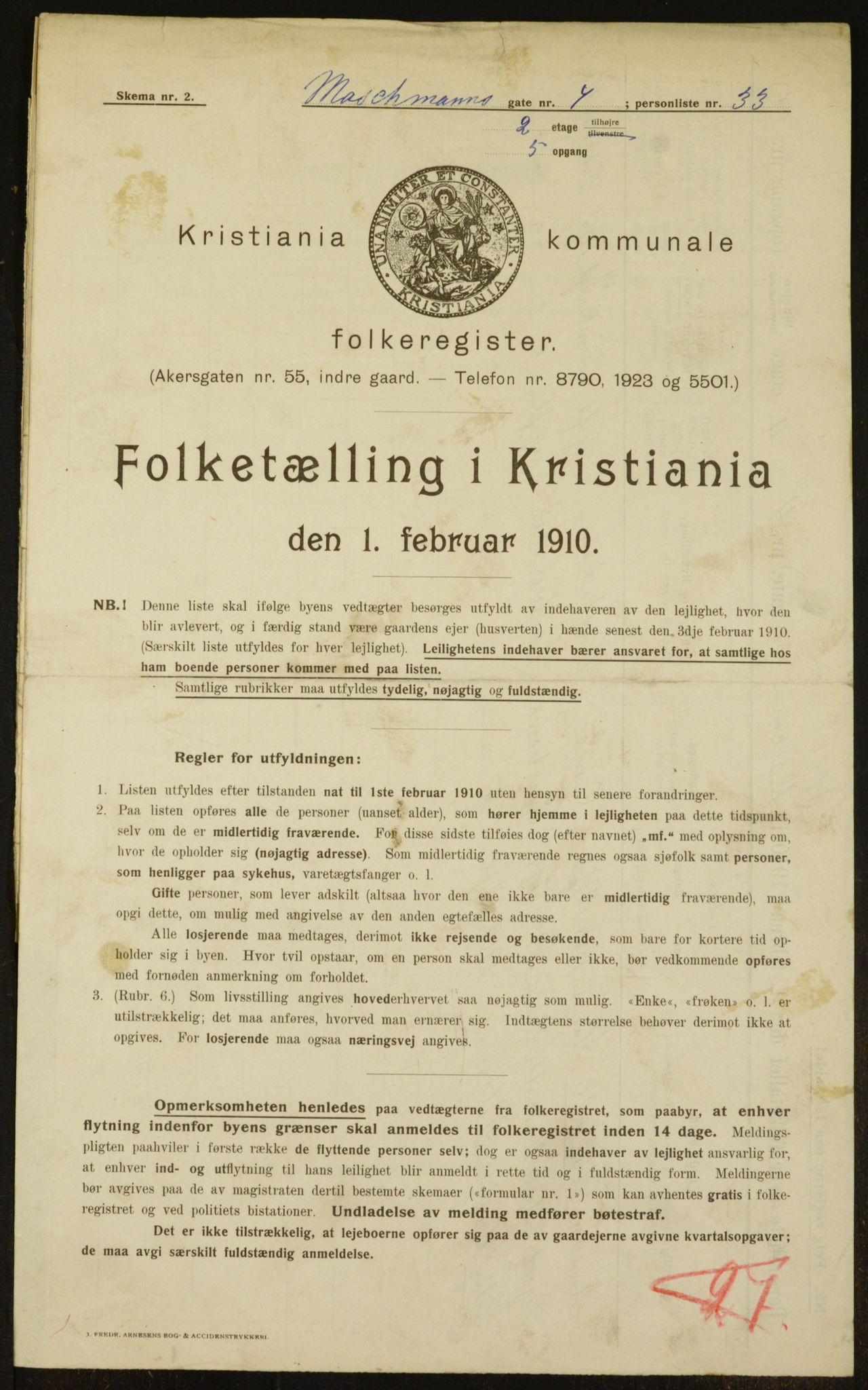 OBA, Municipal Census 1910 for Kristiania, 1910, p. 62706