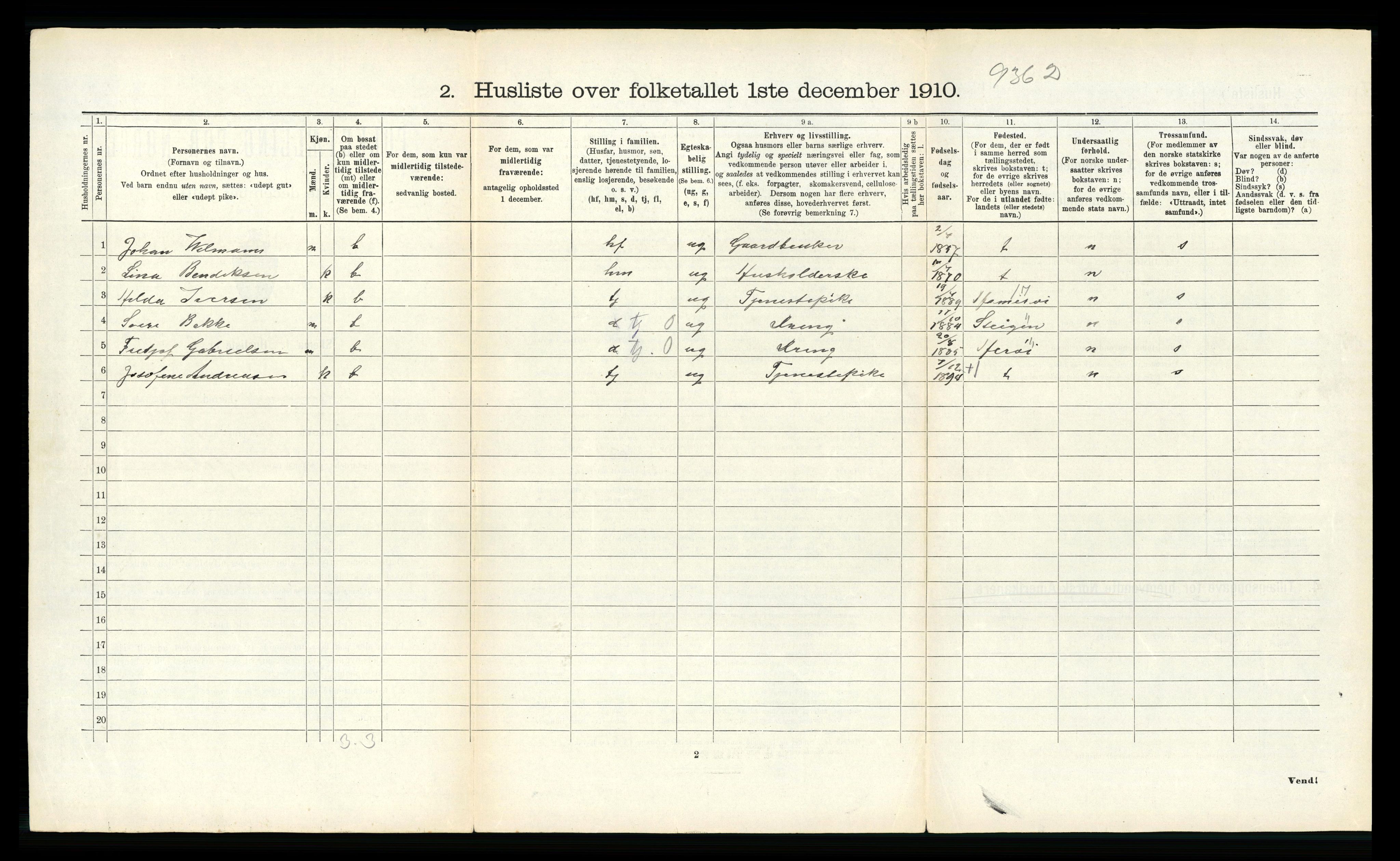 RA, 1910 census for Vågan, 1910, p. 1232