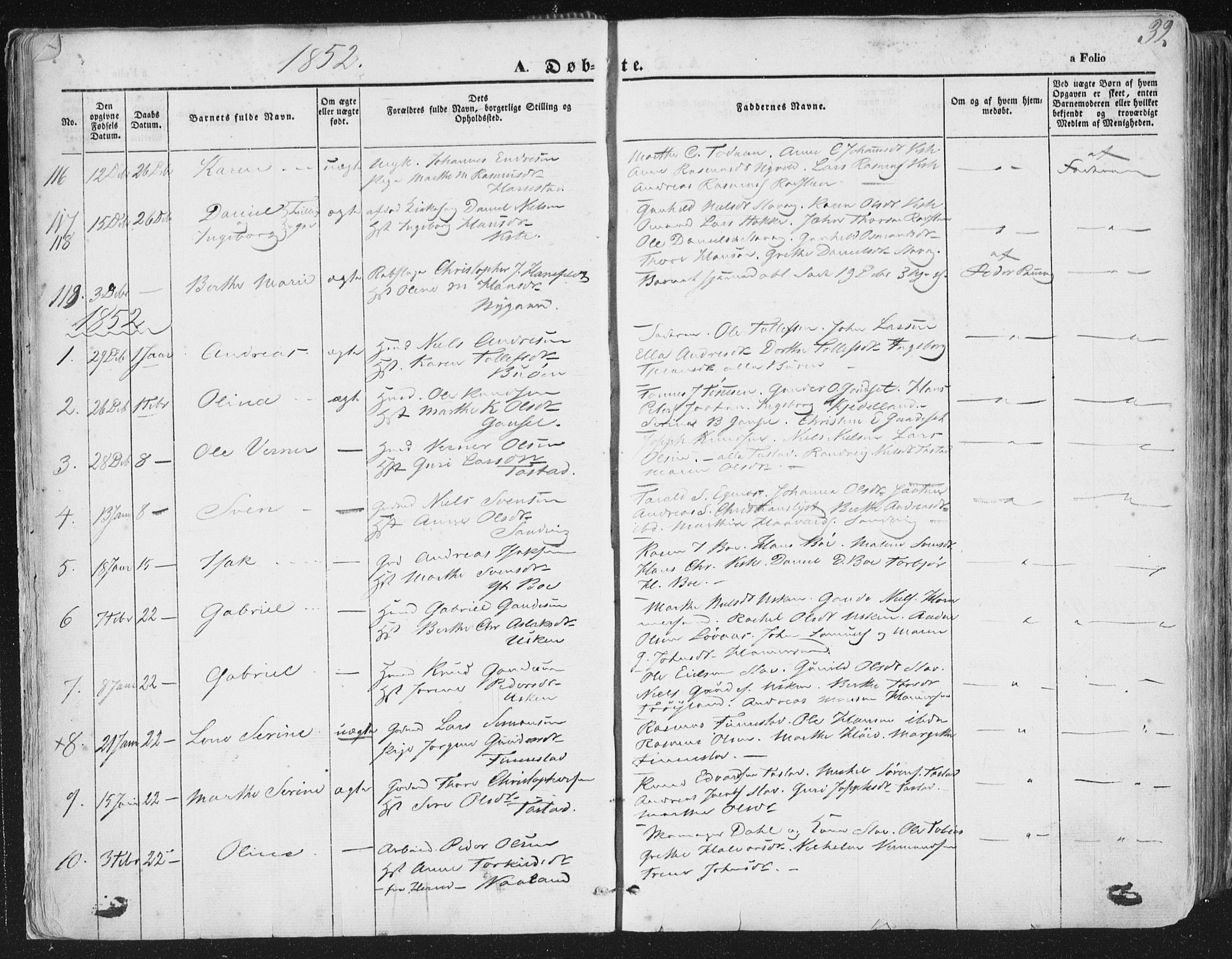 Hetland sokneprestkontor, AV/SAST-A-101826/30/30BA/L0002: Parish register (official) no. A 2, 1849-1869, p. 32