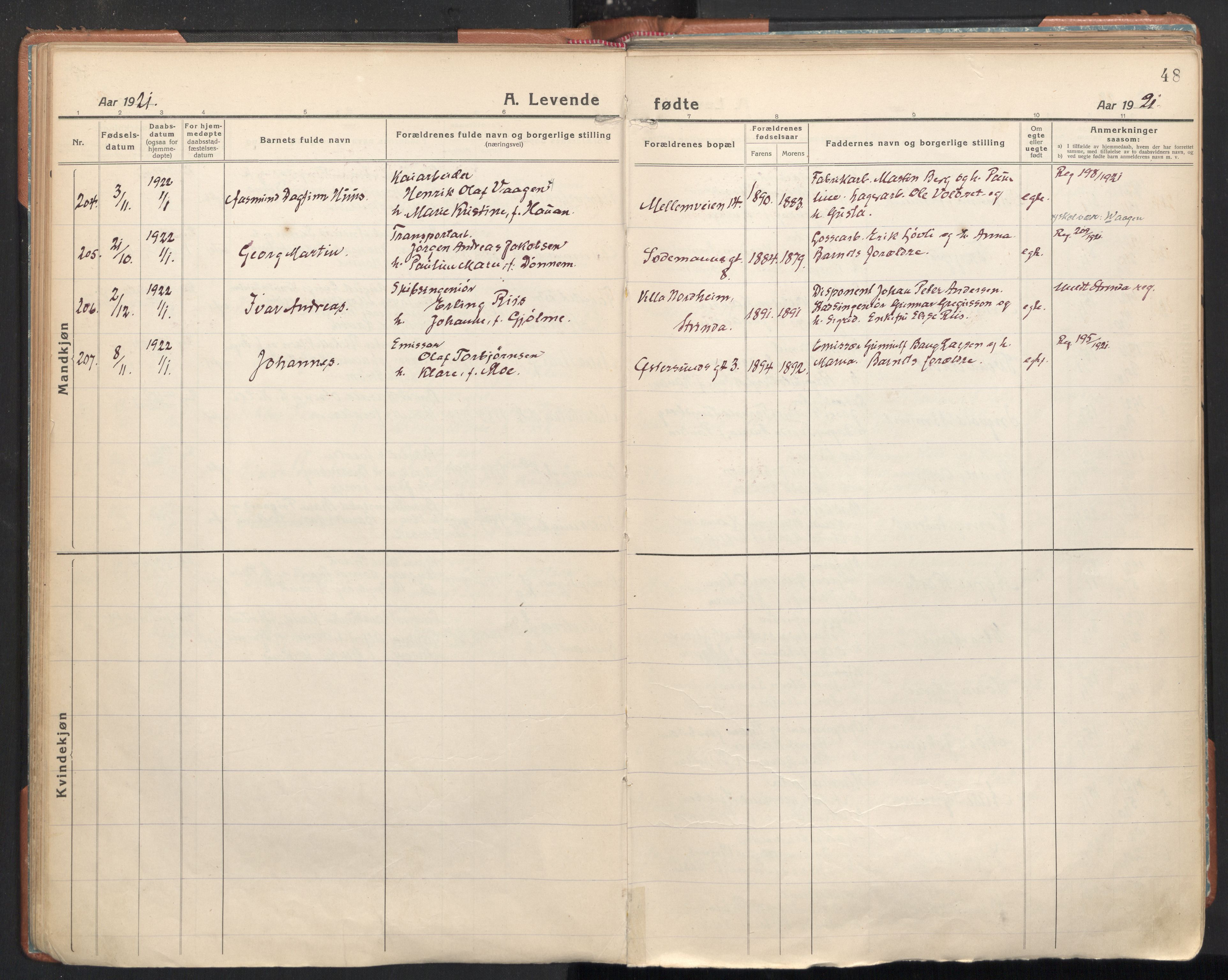 Ministerialprotokoller, klokkerbøker og fødselsregistre - Sør-Trøndelag, SAT/A-1456/605/L0248: Parish register (official) no. 605A10, 1920-1937, p. 48