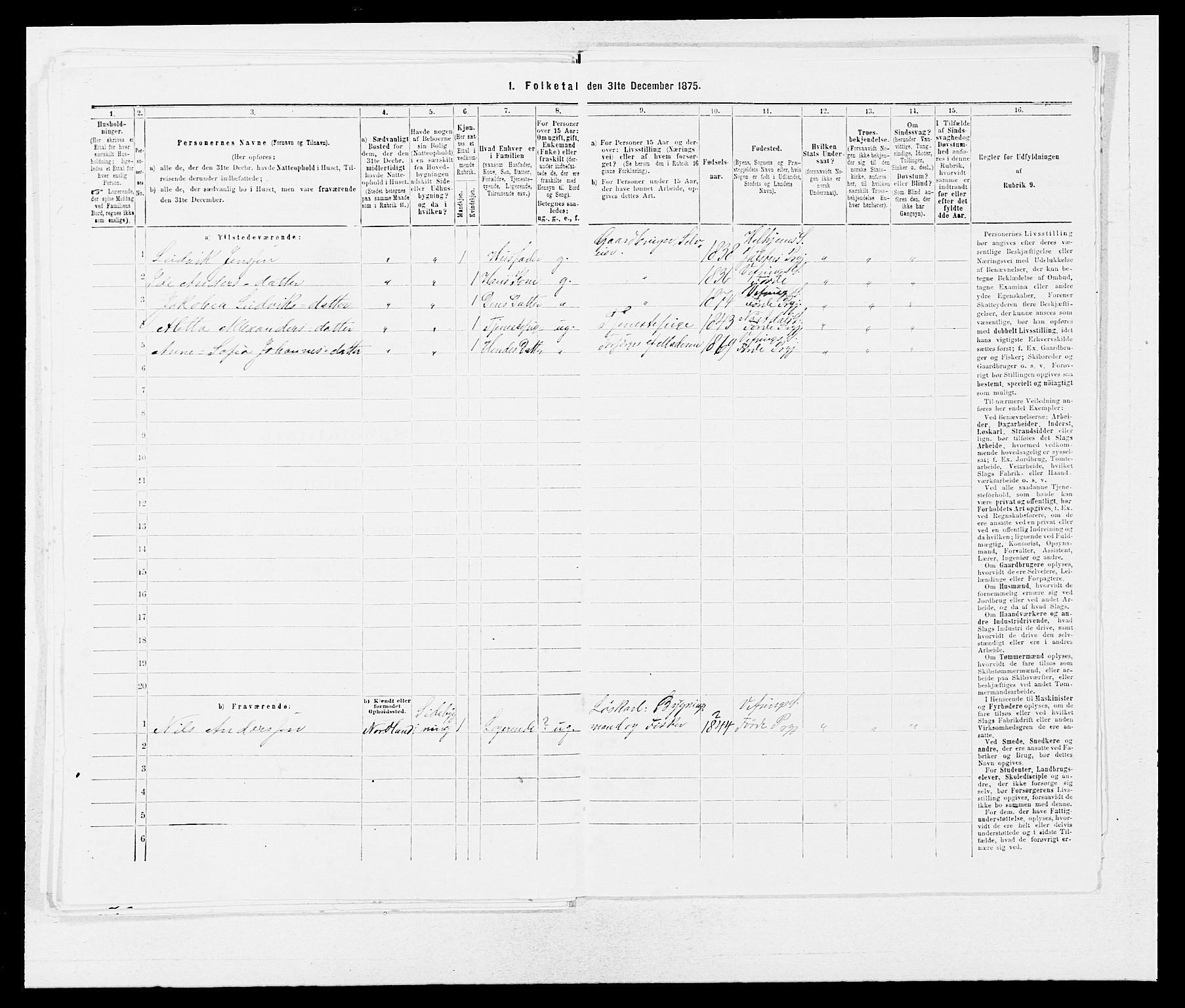 SAB, 1875 census for 1432P Førde, 1875, p. 2024