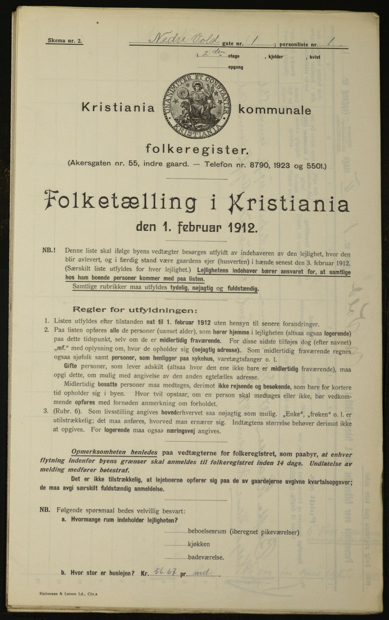 OBA, Municipal Census 1912 for Kristiania, 1912, p. 70124