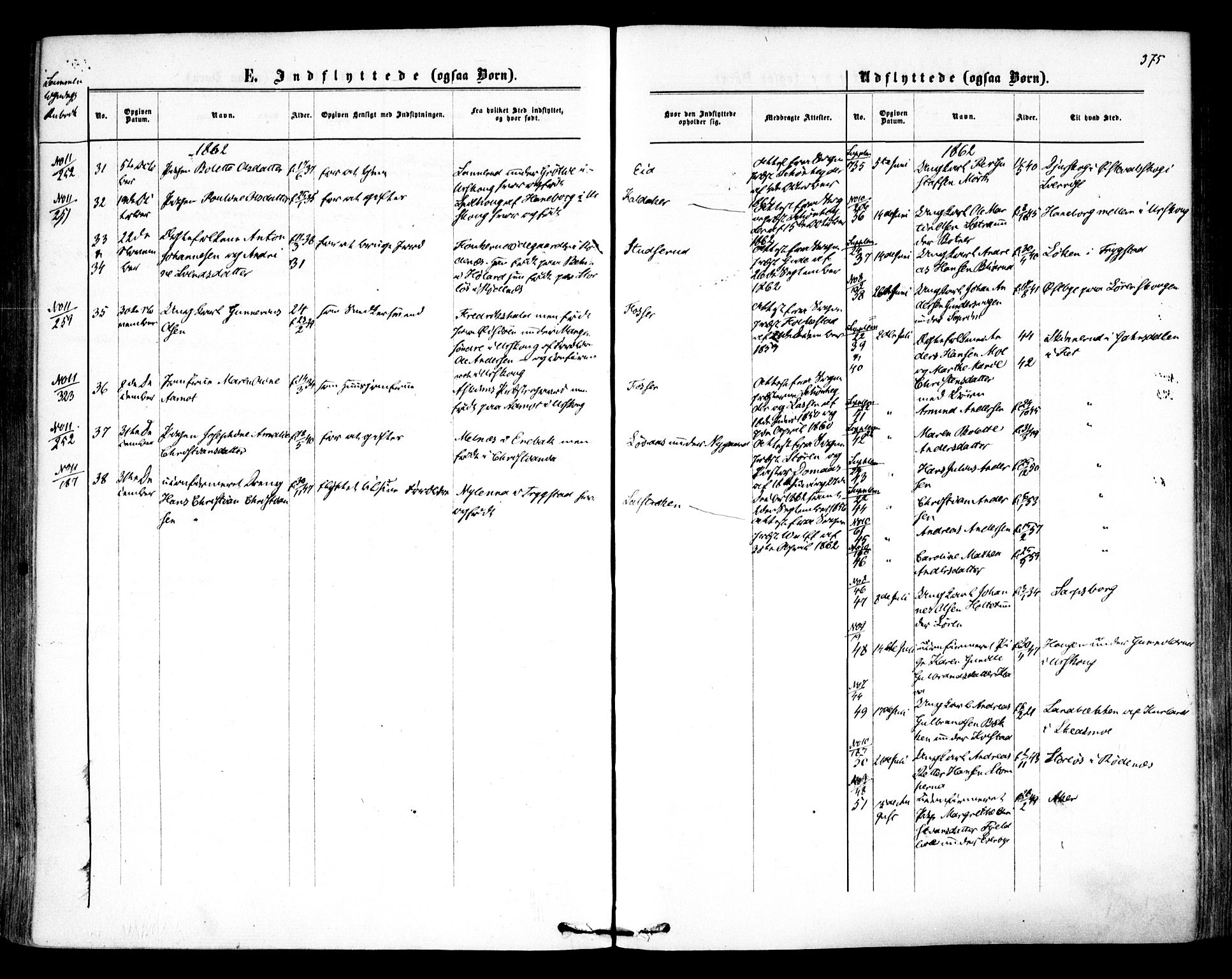 Høland prestekontor Kirkebøker, AV/SAO-A-10346a/F/Fa/L0011: Parish register (official) no. I 11, 1862-1869, p. 375