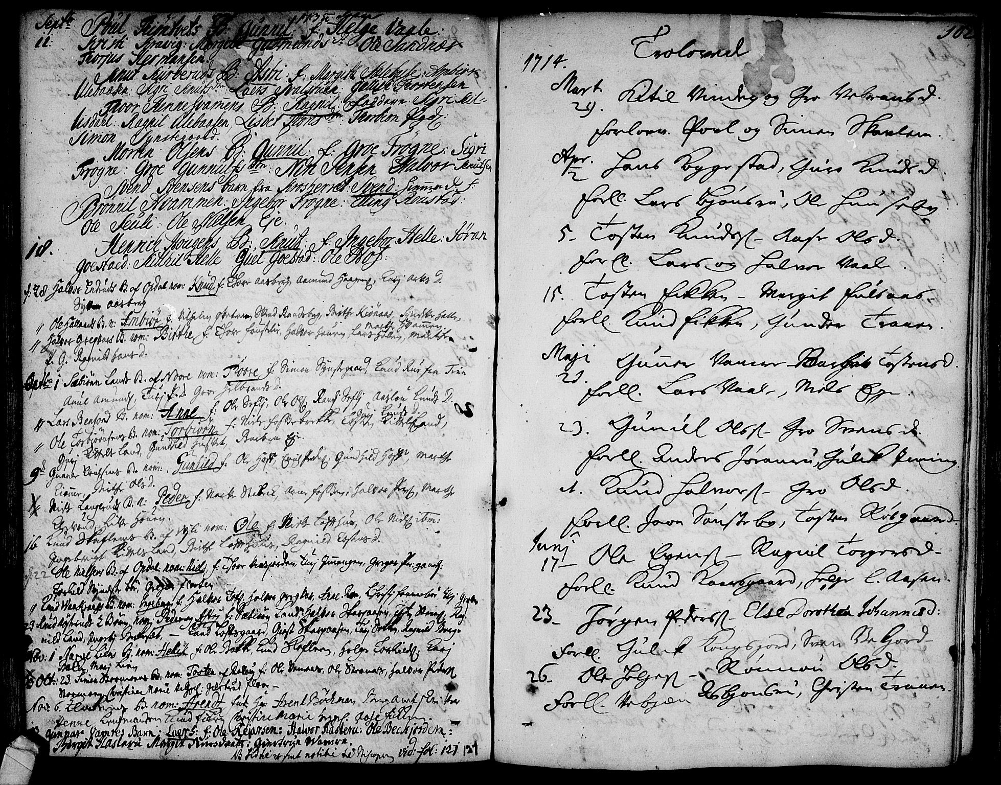 Rollag kirkebøker, SAKO/A-240/F/Fa/L0002: Parish register (official) no. I 2, 1714-1742, p. 102