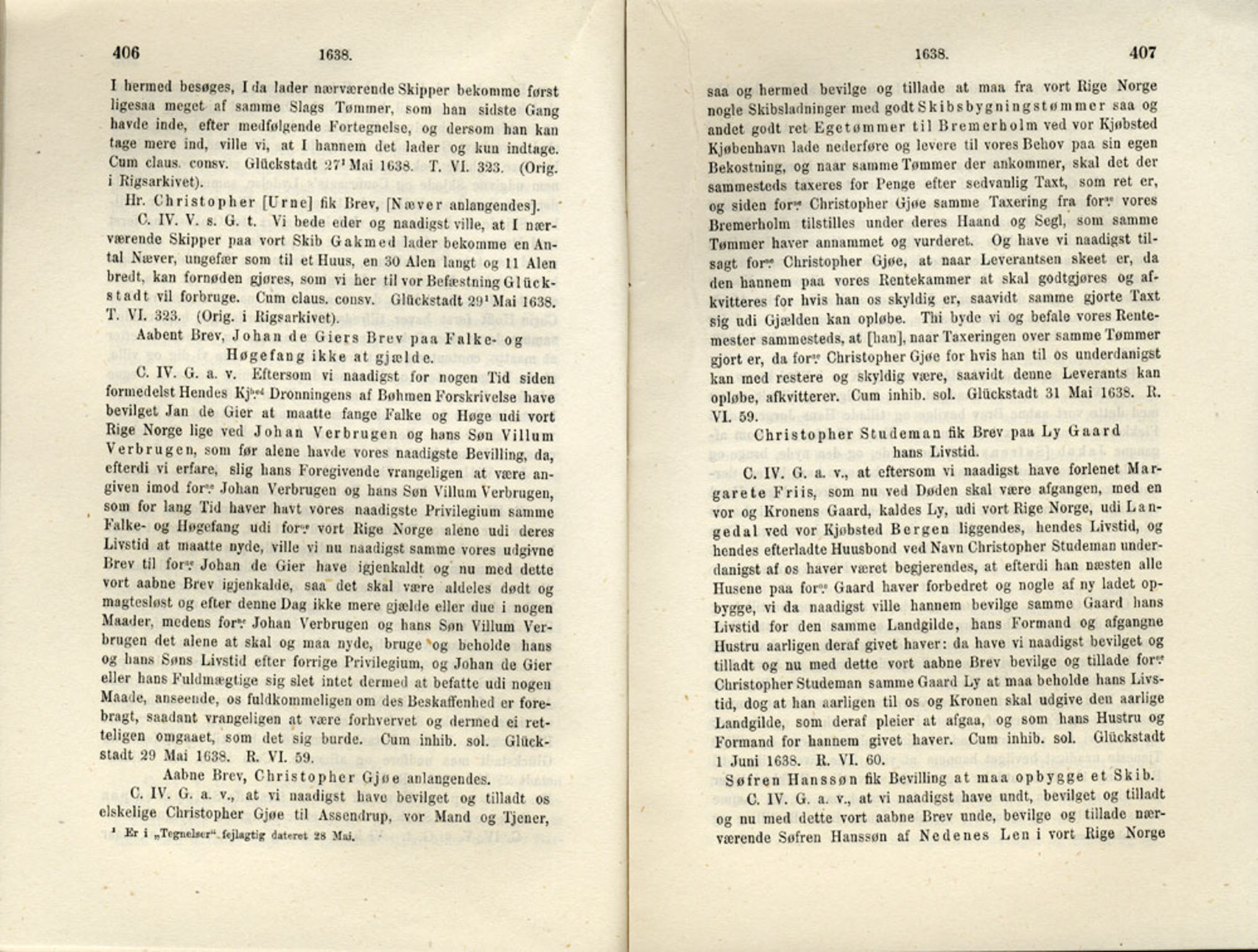 Publikasjoner utgitt av Det Norske Historiske Kildeskriftfond, PUBL/-/-/-: Norske Rigs-Registranter, bind 7, 1635-1640, p. 406-407