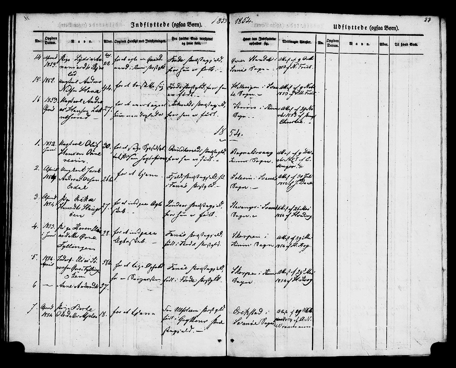 Kinn sokneprestembete, SAB/A-80801/H/Haa/Haaa/L0014: Parish register (official) no. A 14, 1841-1859, p. 22