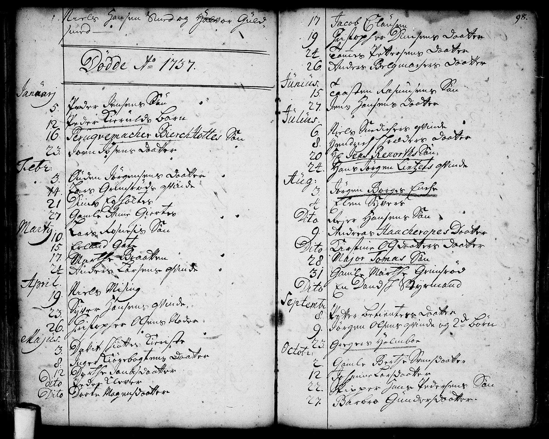 Moss prestekontor Kirkebøker, AV/SAO-A-2003/F/Fa/L0001: Parish register (official) no. I 1, 1725-1752, p. 98