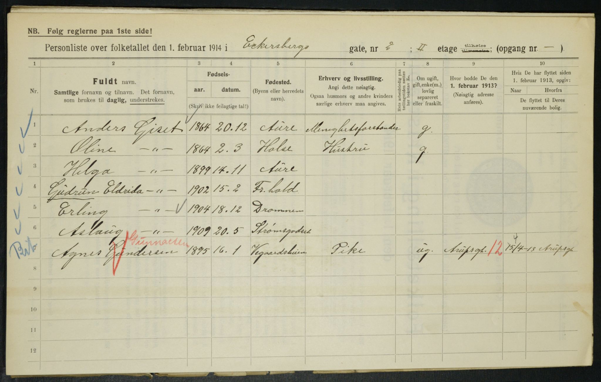 OBA, Municipal Census 1914 for Kristiania, 1914, p. 18381