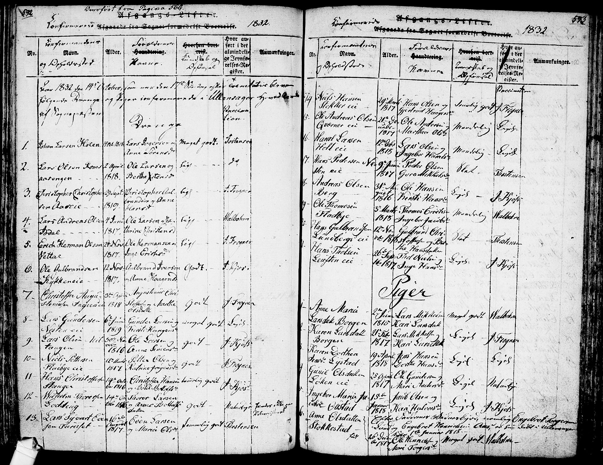 Ullensaker prestekontor Kirkebøker, SAO/A-10236a/F/Fa/L0013: Parish register (official) no. I 13, 1815-1835, p. 592-593