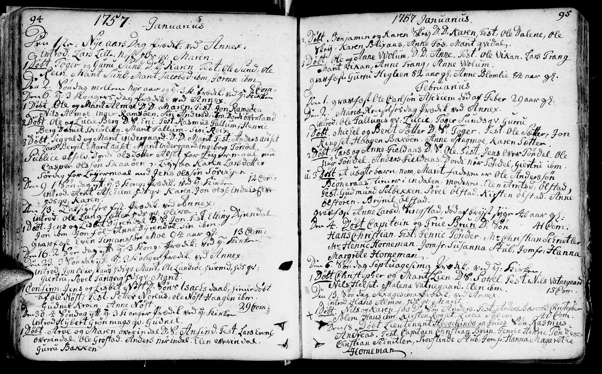 Ministerialprotokoller, klokkerbøker og fødselsregistre - Sør-Trøndelag, SAT/A-1456/646/L0605: Parish register (official) no. 646A03, 1751-1790, p. 94-95