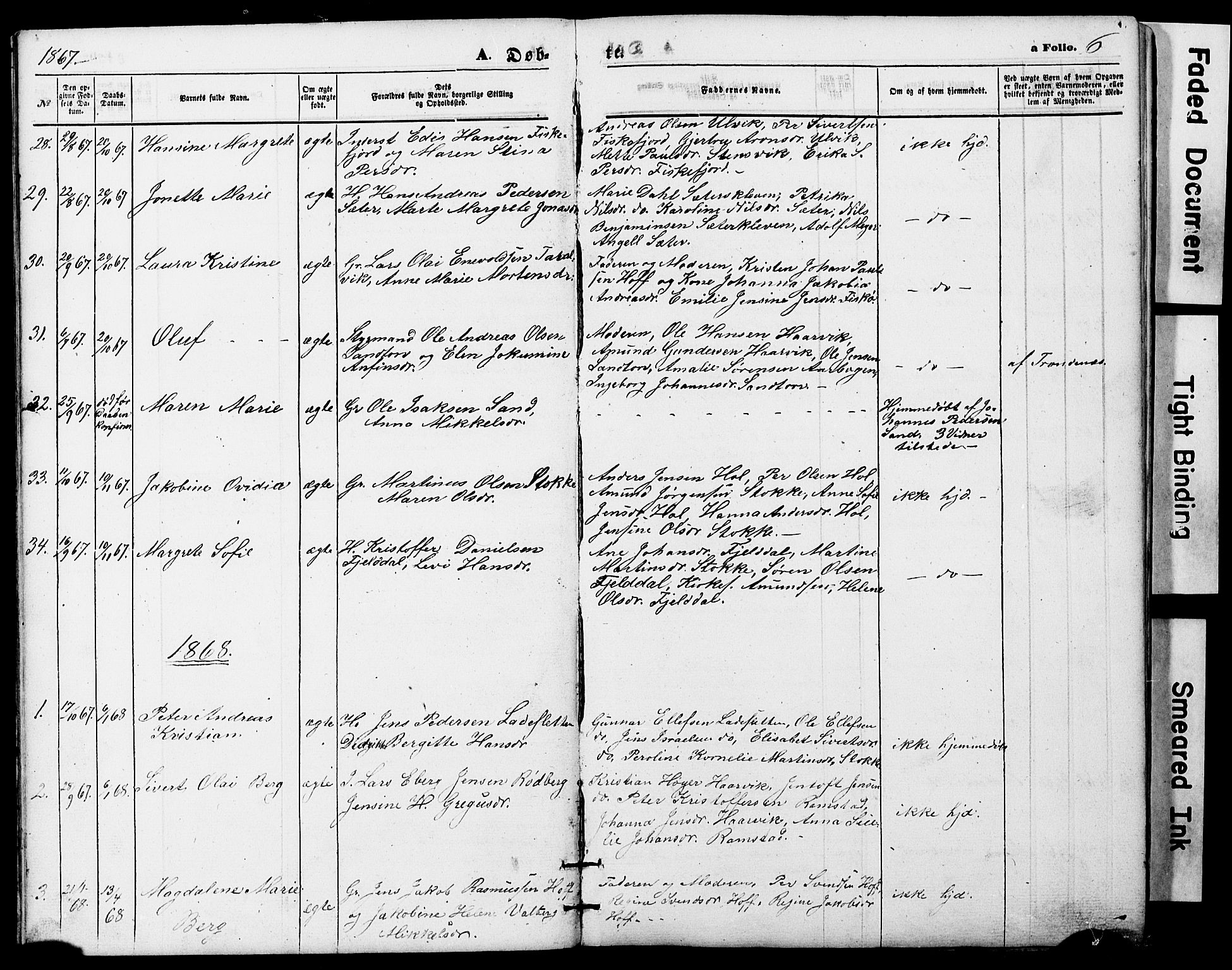 Ministerialprotokoller, klokkerbøker og fødselsregistre - Nordland, AV/SAT-A-1459/865/L0930: Parish register (copy) no. 865C02, 1866-1884, p. 6