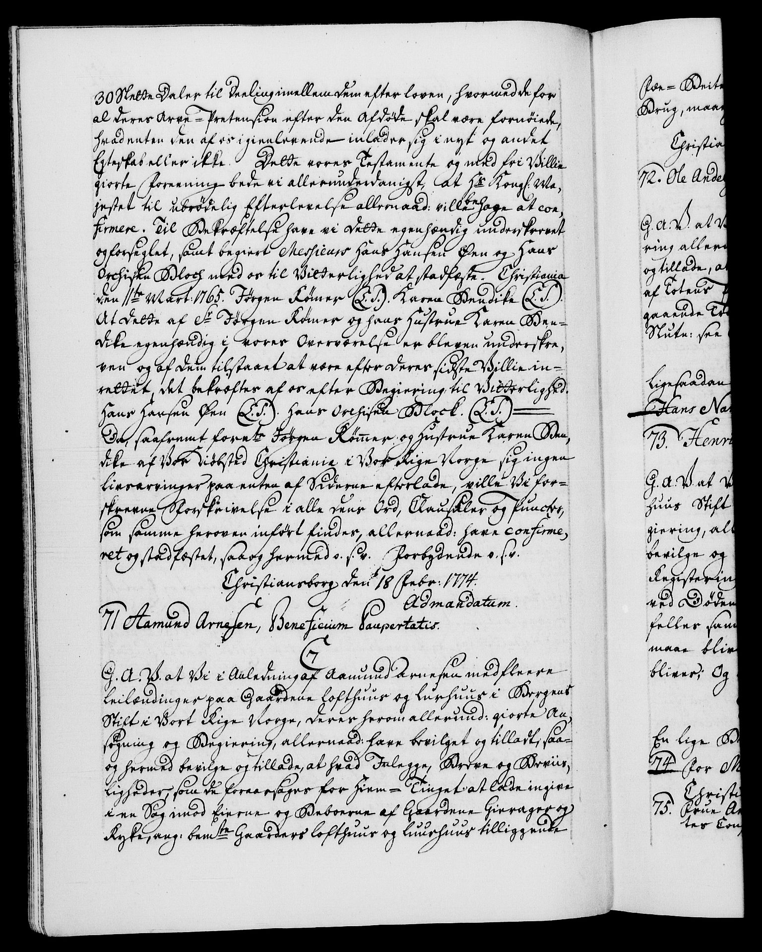 Danske Kanselli 1572-1799, AV/RA-EA-3023/F/Fc/Fca/Fcaa/L0046: Norske registre, 1773-1775, p. 362b
