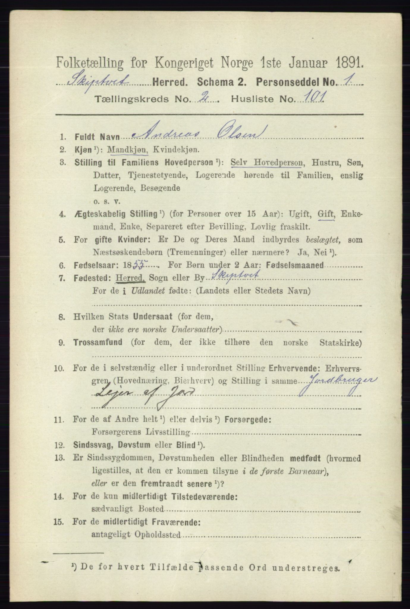 RA, 1891 census for 0127 Skiptvet, 1891, p. 1123