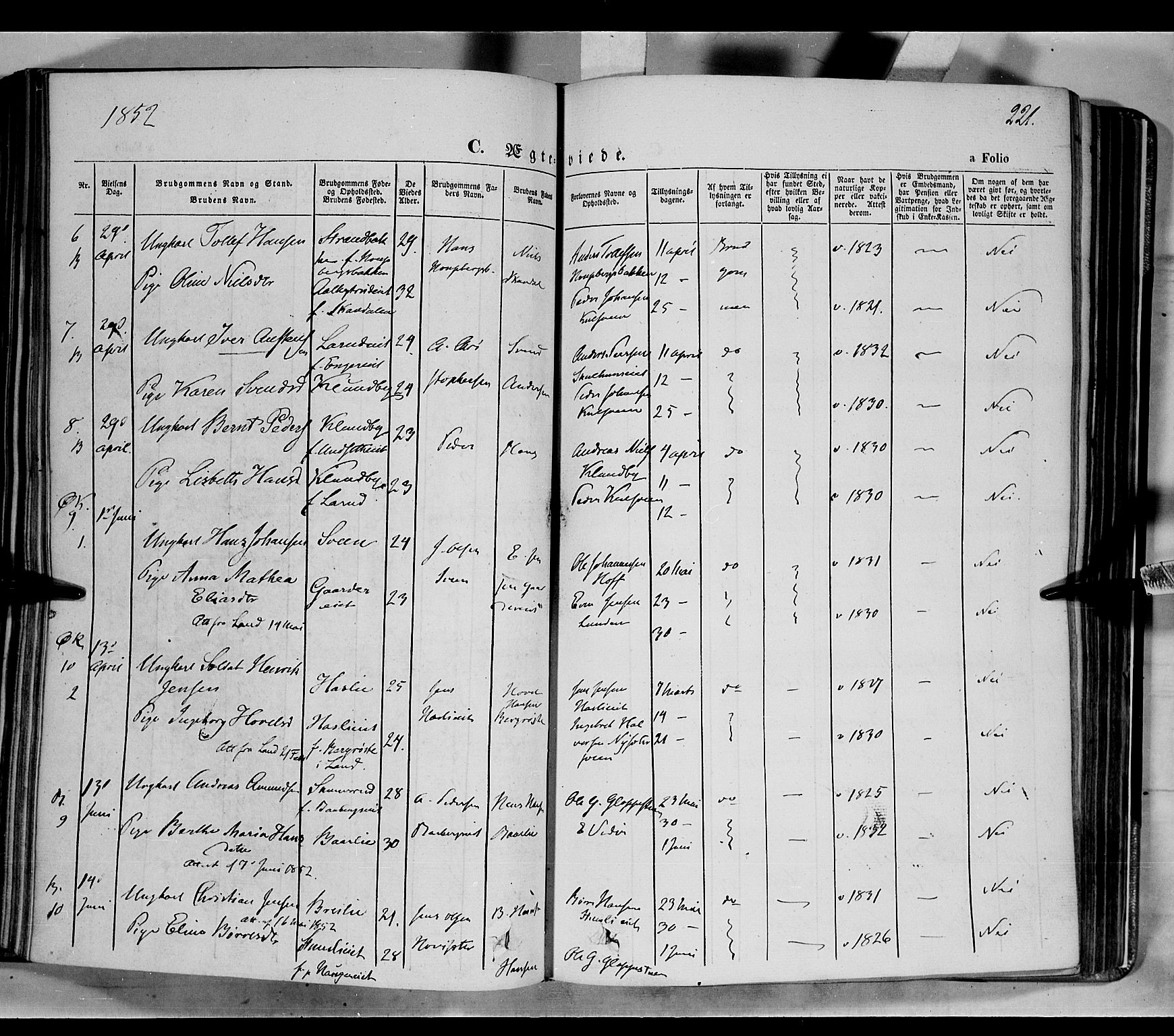 Biri prestekontor, AV/SAH-PREST-096/H/Ha/Haa/L0005: Parish register (official) no. 5, 1843-1854, p. 221
