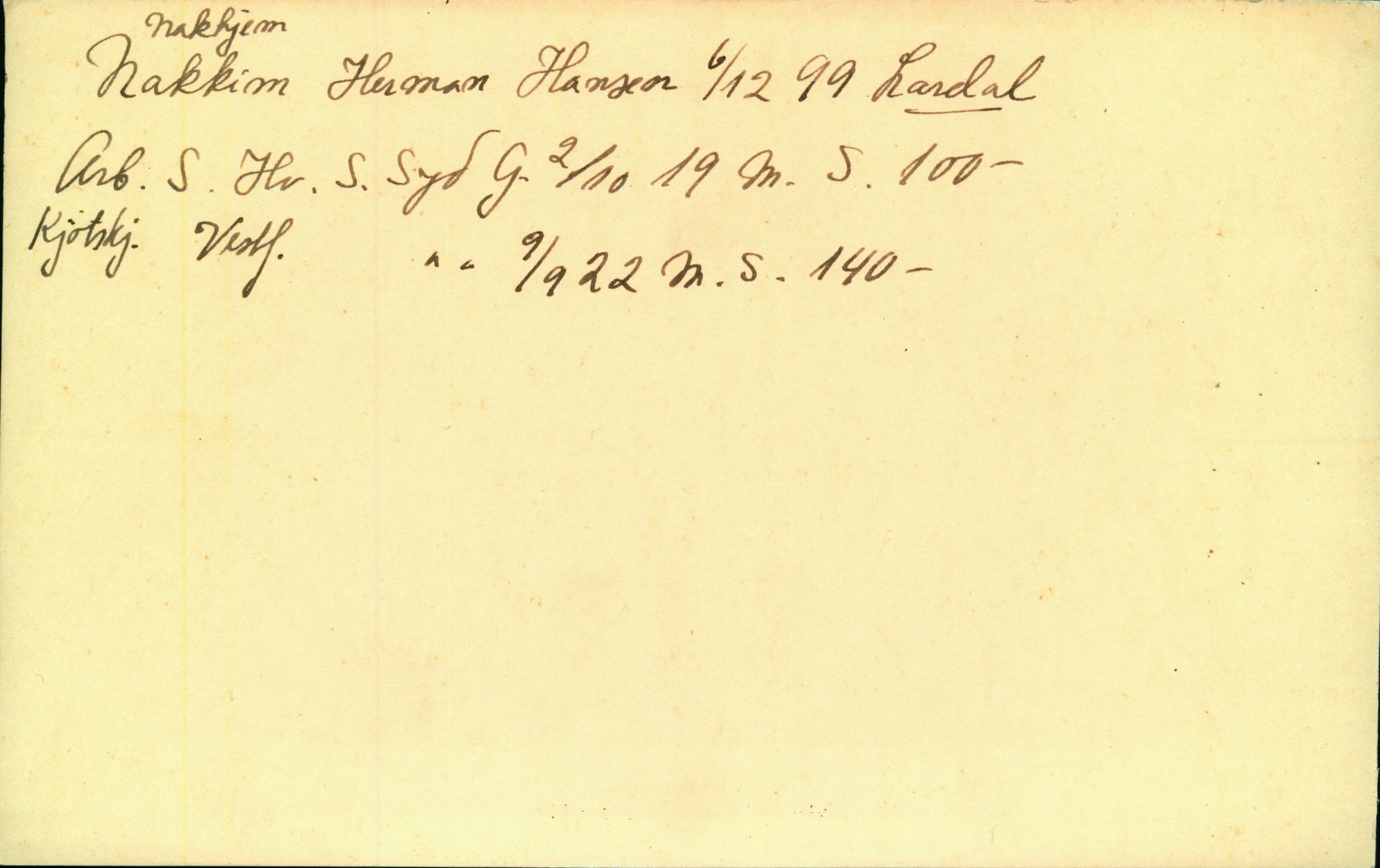 Hans Bogens samling, VEMU/ARS-A-1283/P/L0006: Mannskapskort, N - P, 1900-1930, p. 1