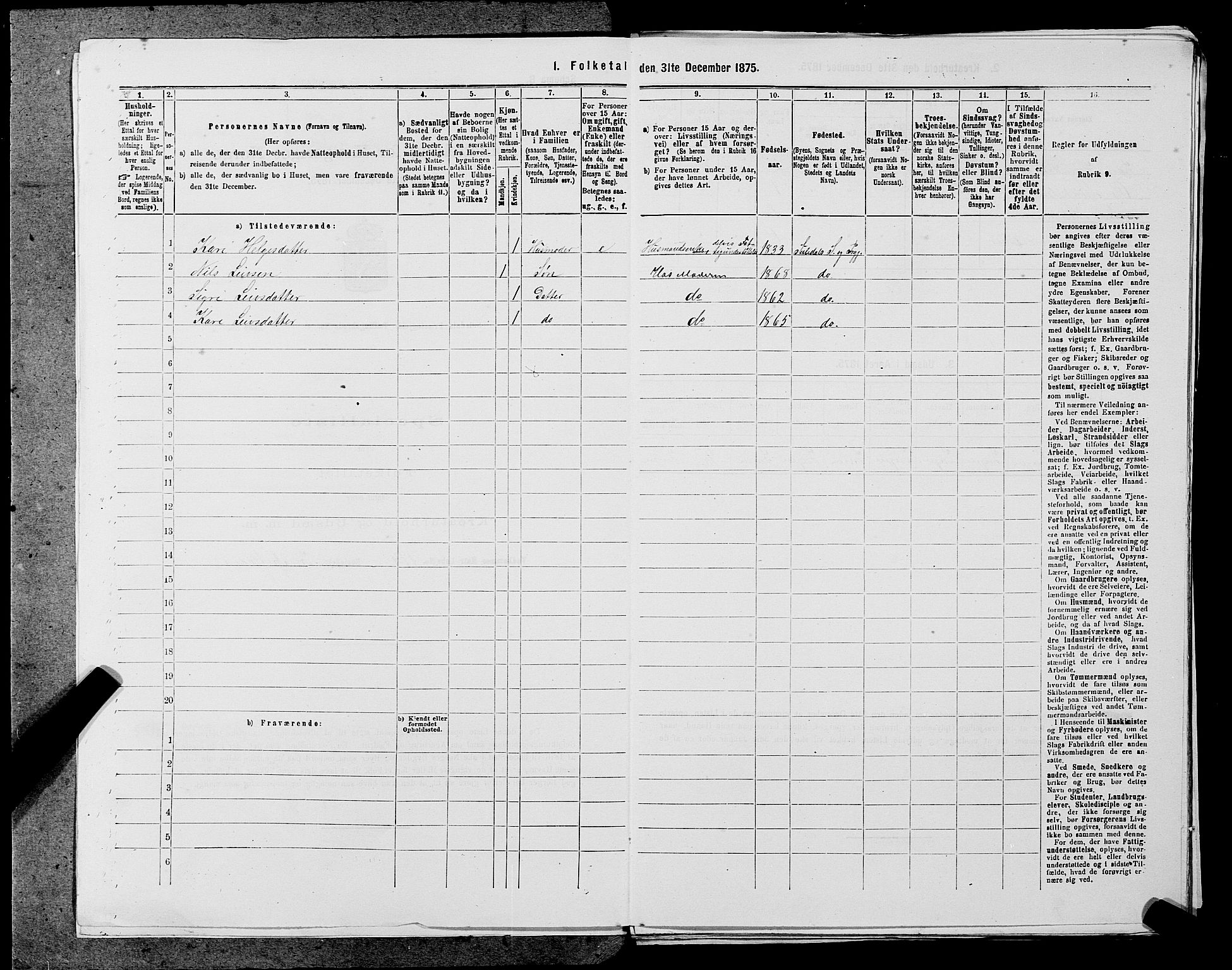 SAST, 1875 census for 1134P Suldal, 1875, p. 676