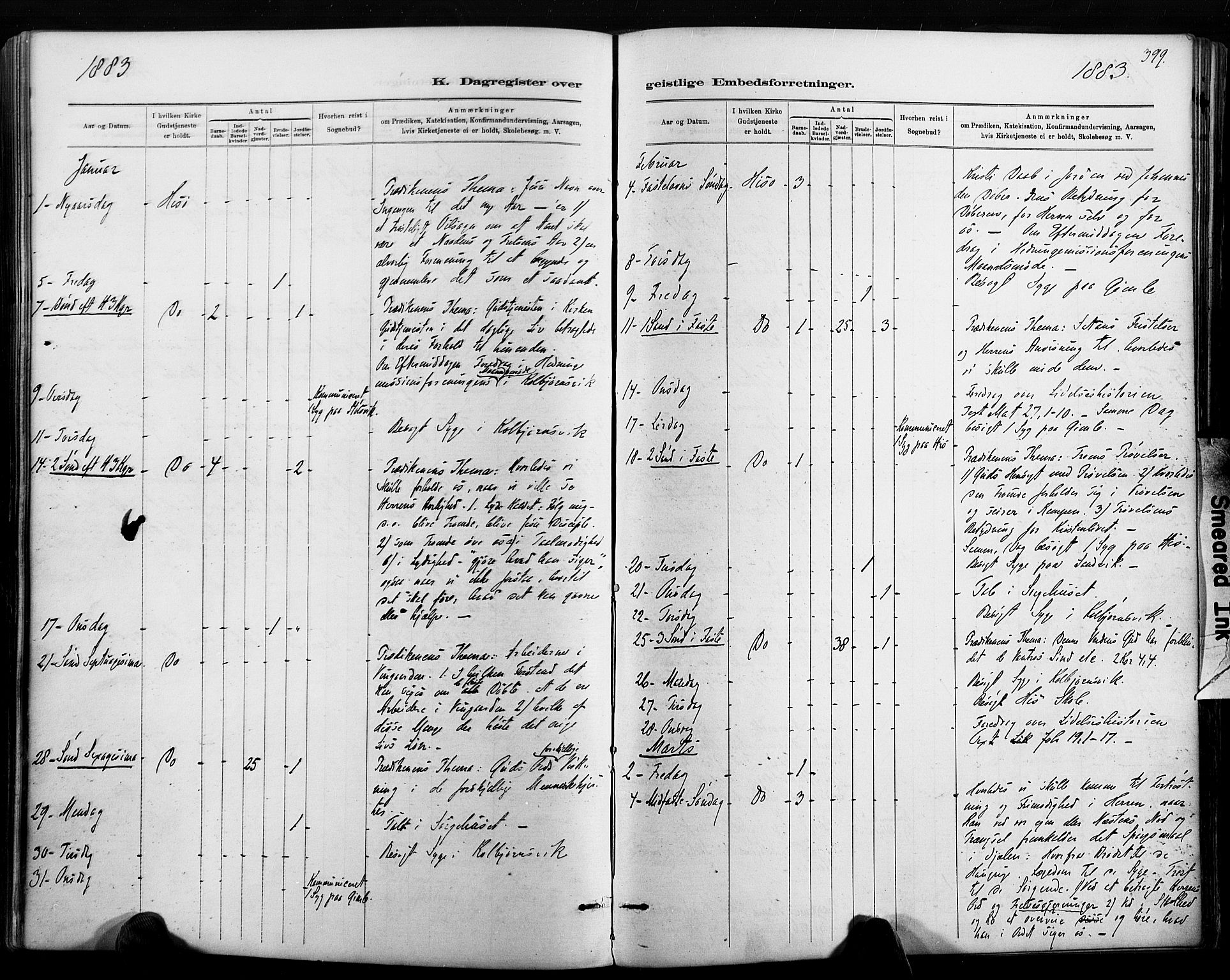 Hisøy sokneprestkontor, AV/SAK-1111-0020/F/Fa/L0003: Parish register (official) no. A 3, 1881-1894, p. 399